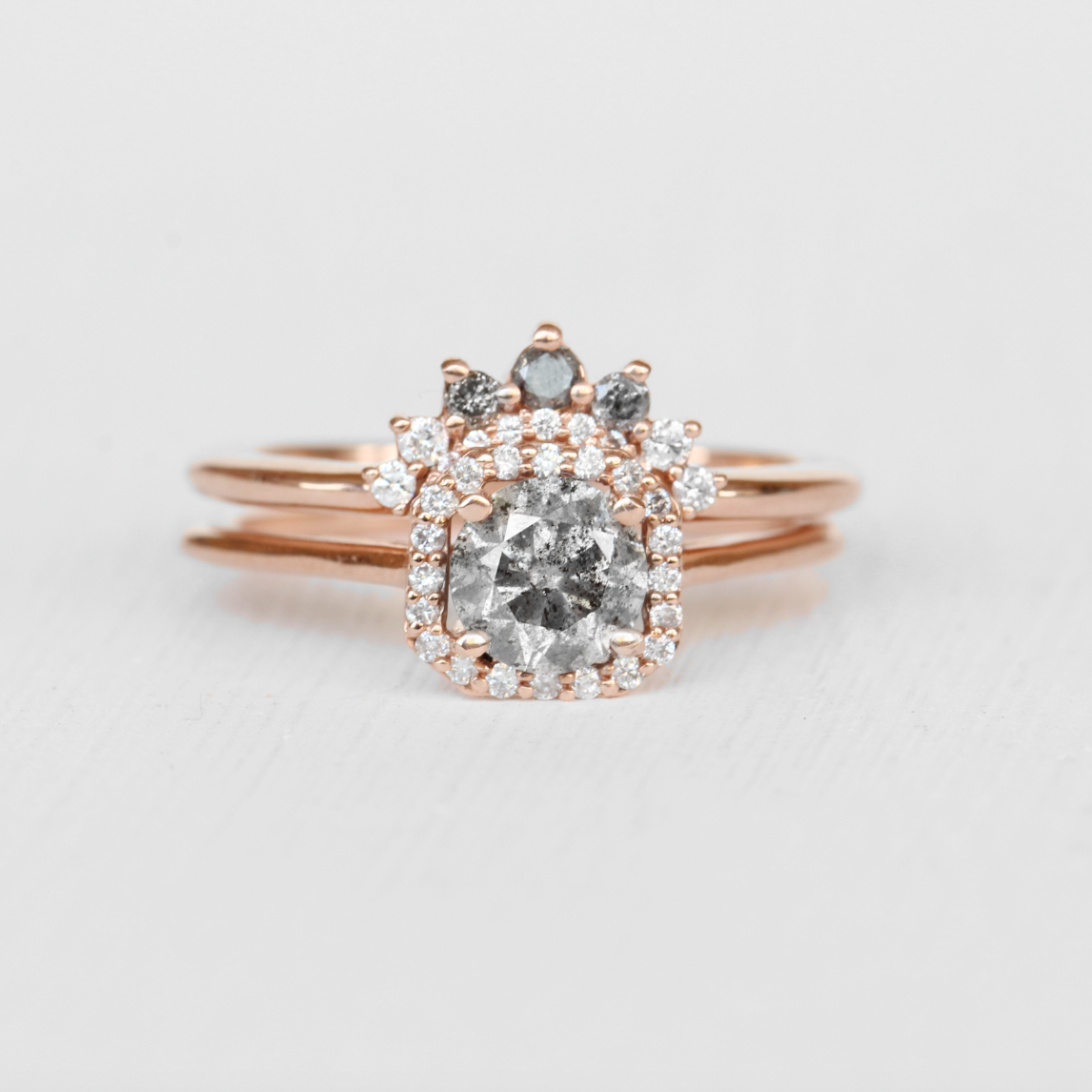 Ilsa - Contoured Celestial + White Diamond Wedding Stacking Band - made to order - Midwinter Co. Alternative Bridal Rings and Modern Fine Jewelry