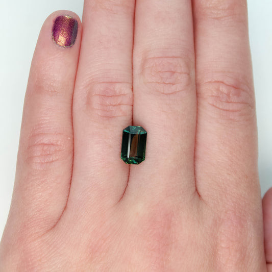 3.10 Carat Teal Green Emerald Cut Sapphire for Custom Work - Inventory Code TES310