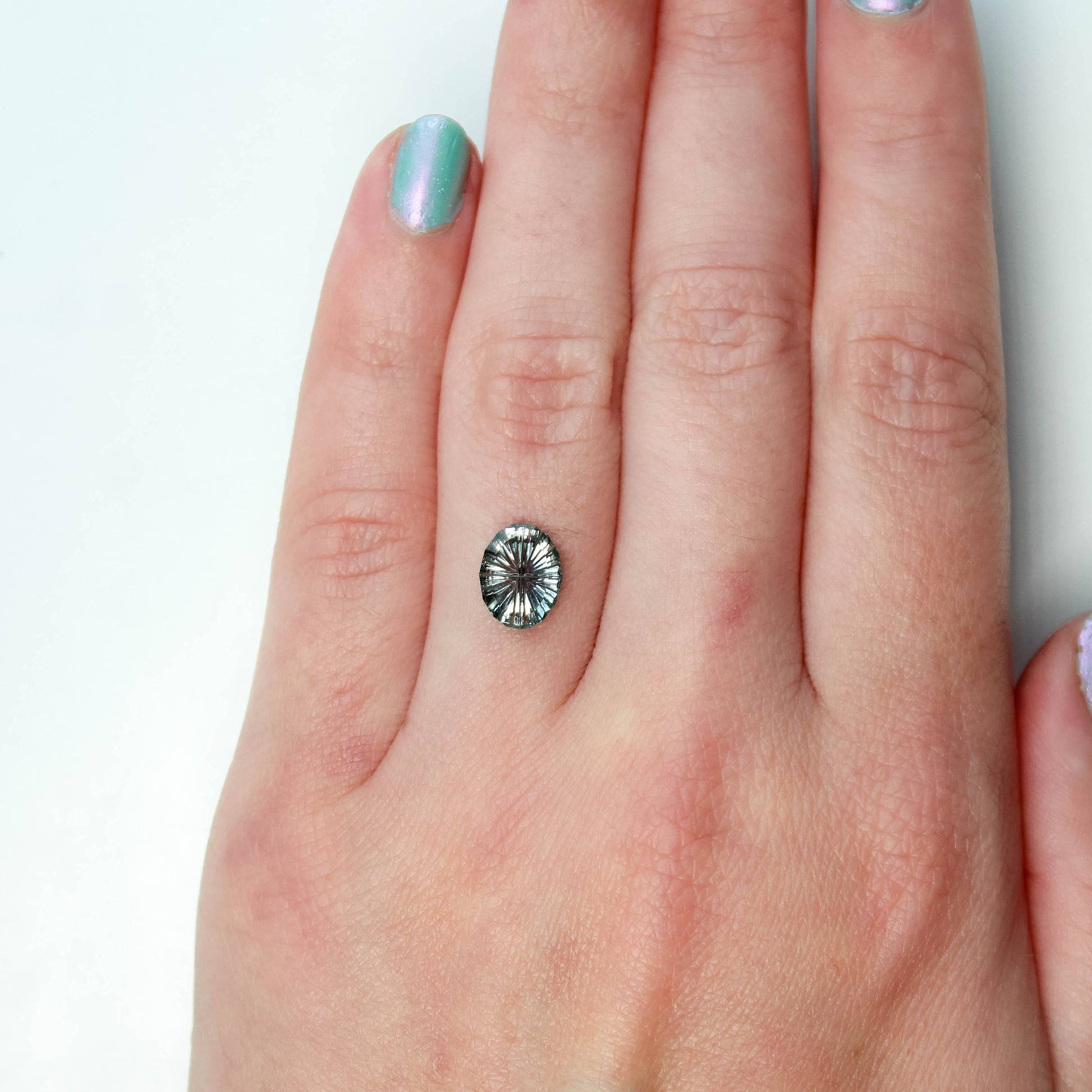 1.45 Carat Fantasy Cut Teal Blue Montana Sapphire for Custom Work - Inventory Code TFCS145 - Midwinter Co. Alternative Bridal Rings and Modern Fine Jewelry