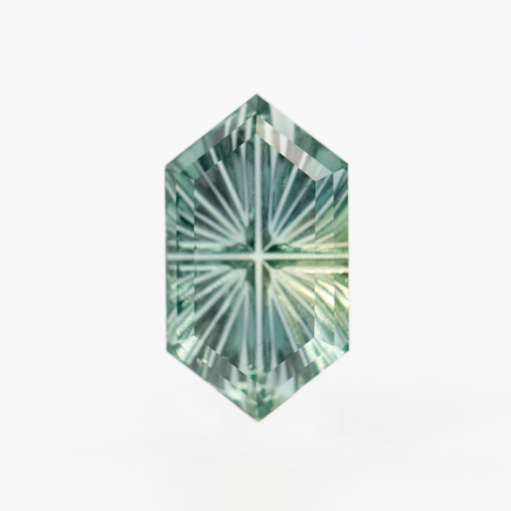1.42 Carat Teal Fantasy Cut Hexagon Montana Sapphire for Custom Work - Inventory Code THS142 - Midwinter Co. Alternative Bridal Rings and Modern Fine Jewelry