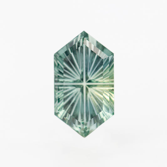 1.42 Carat Teal Fantasy Cut Hexagon Montana Sapphire for Custom Work - Inventory Code THS142 - Midwinter Co. Alternative Bridal Rings and Modern Fine Jewelry