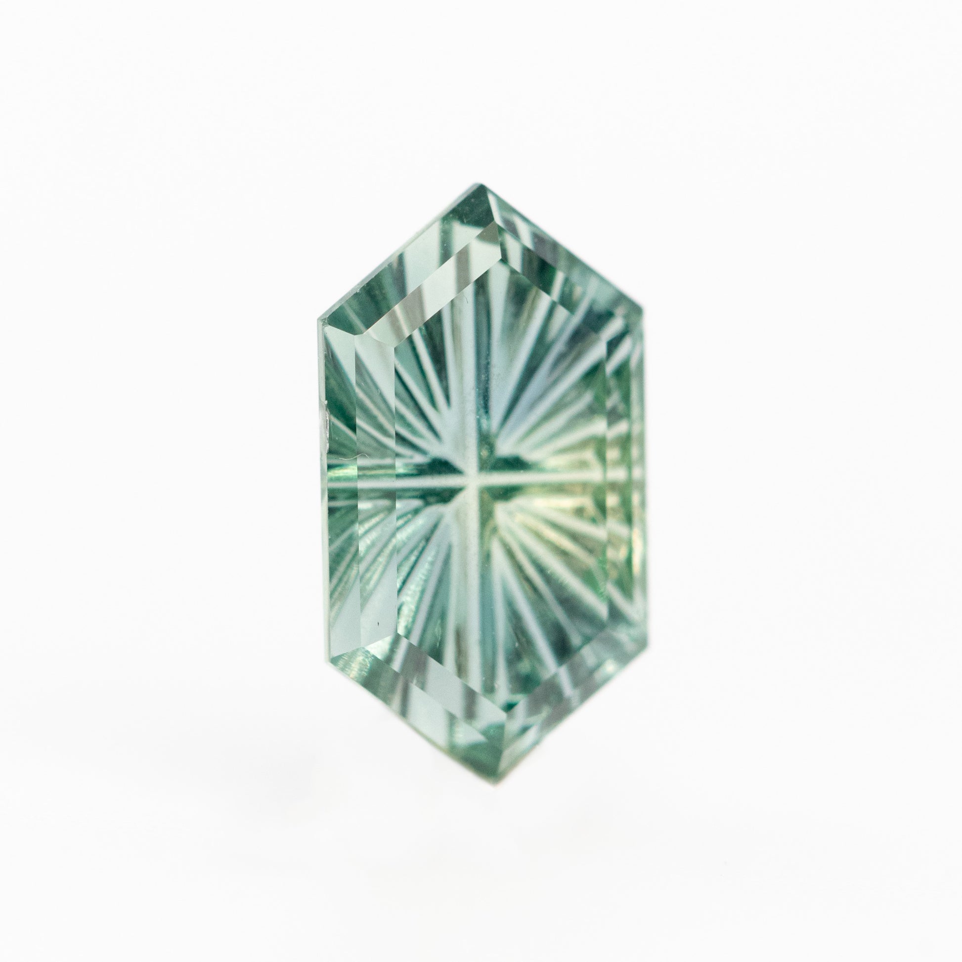 1.42 Carat Teal Fantasy Cut Hexagon Montana Sapphire for Custom Work - Inventory Code THS142 - Midwinter Co. Alternative Bridal Rings and Modern Fine Jewelry