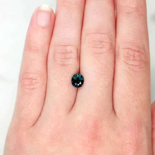 1.45 Carat Dark Teal Oval Sapphire for Custom Work - Inventory Code TOS145 - Midwinter Co. Alternative Bridal Rings and Modern Fine Jewelry