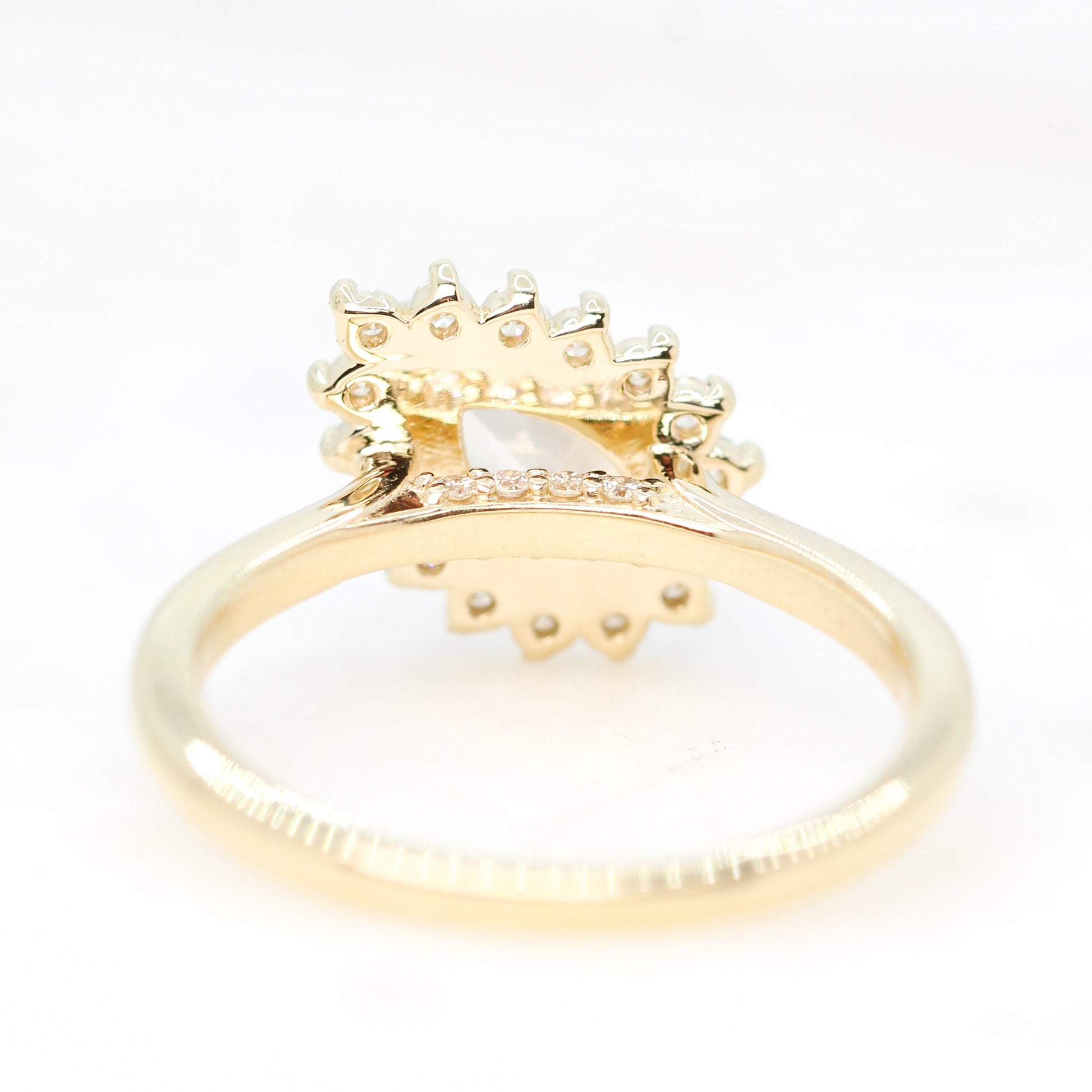Velma Ring with a 1.30 Carat Misty White Pear Diamond and White Diamond Accents in 14k Yellow Gold - Ready to Size and Ship - Midwinter Co. Alternative Bridal Rings and Modern Fine Jewelry