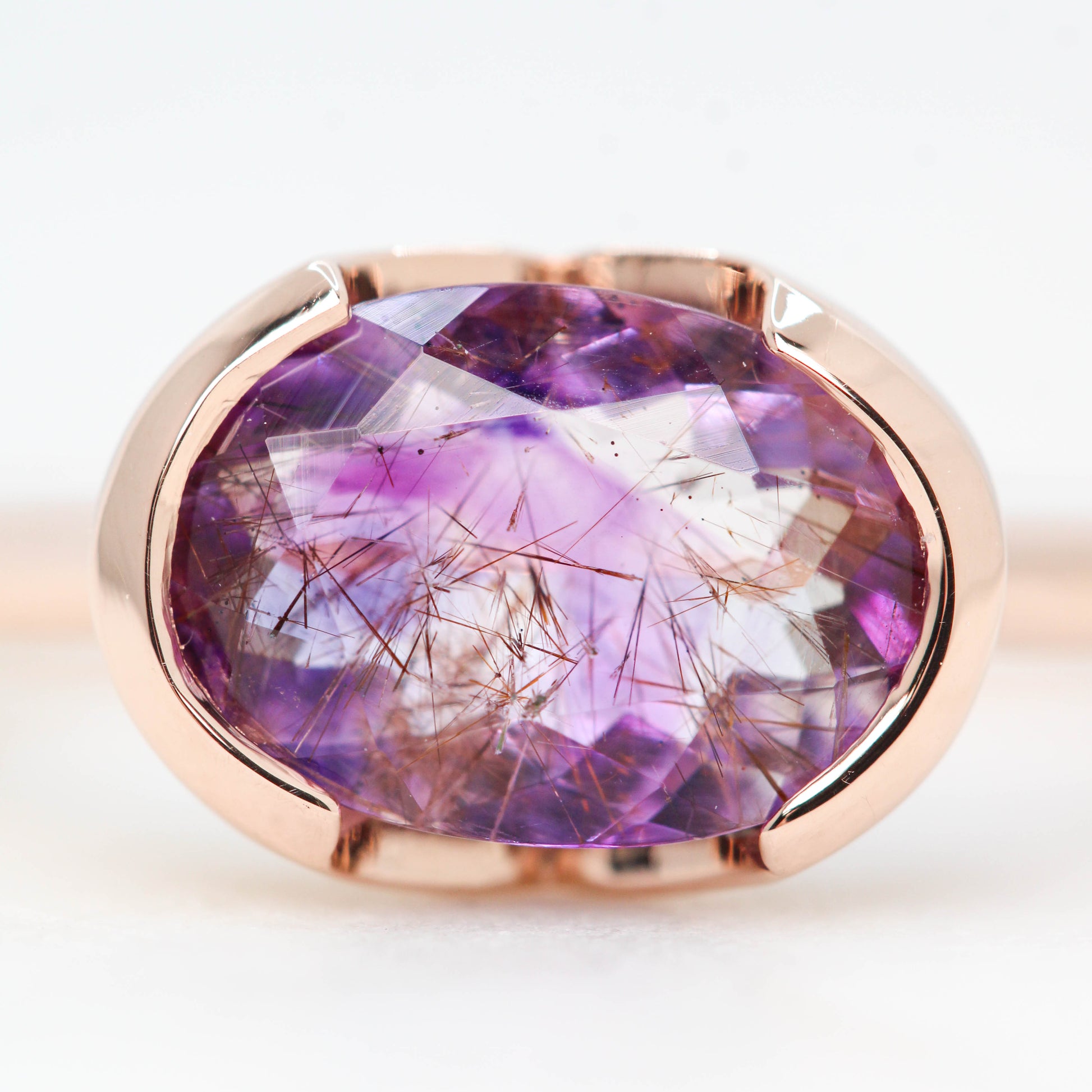 Verbena Ring with a 1.80 Carat Purple Melody Quartz in 14k Rose Gold - Ready to Size and Ship - Midwinter Co. Alternative Bridal Rings and Modern Fine Jewelry