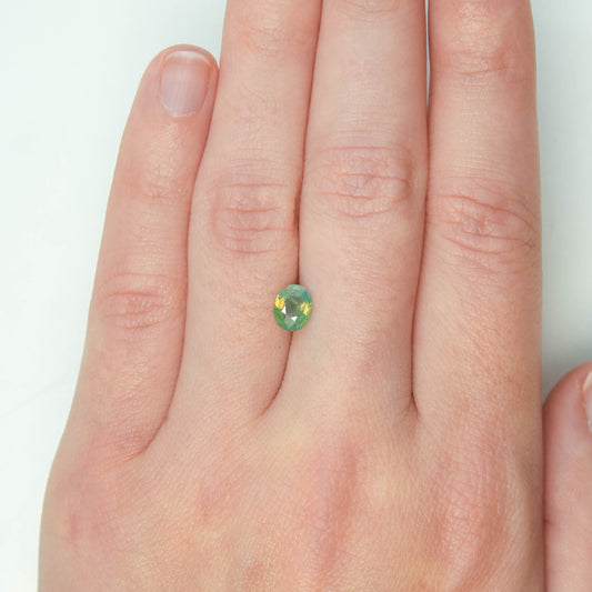 0.92 Carat Slightly Opalescent Yellow-Green Oval Sapphire for Custom Work - Inventory Code YGOS092 - Midwinter Co. Alternative Bridal Rings and Modern Fine Jewelry