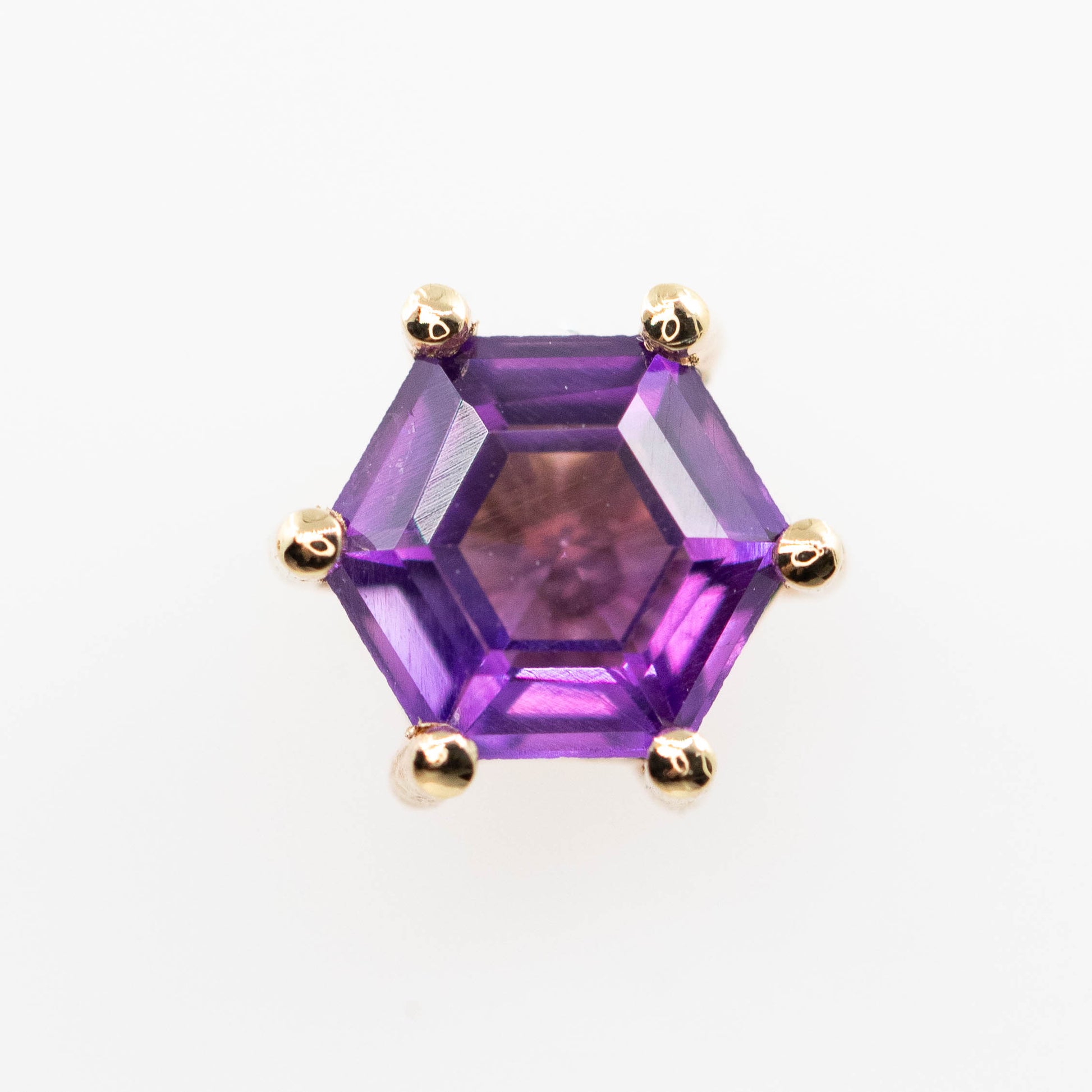 (NEEDS LISTING) Hexagon Amethyst Earrings in 14k Yellow Gold - Ready to Size and Ship - Midwinter Co. Alternative Bridal Rings and Modern Fine Jewelry