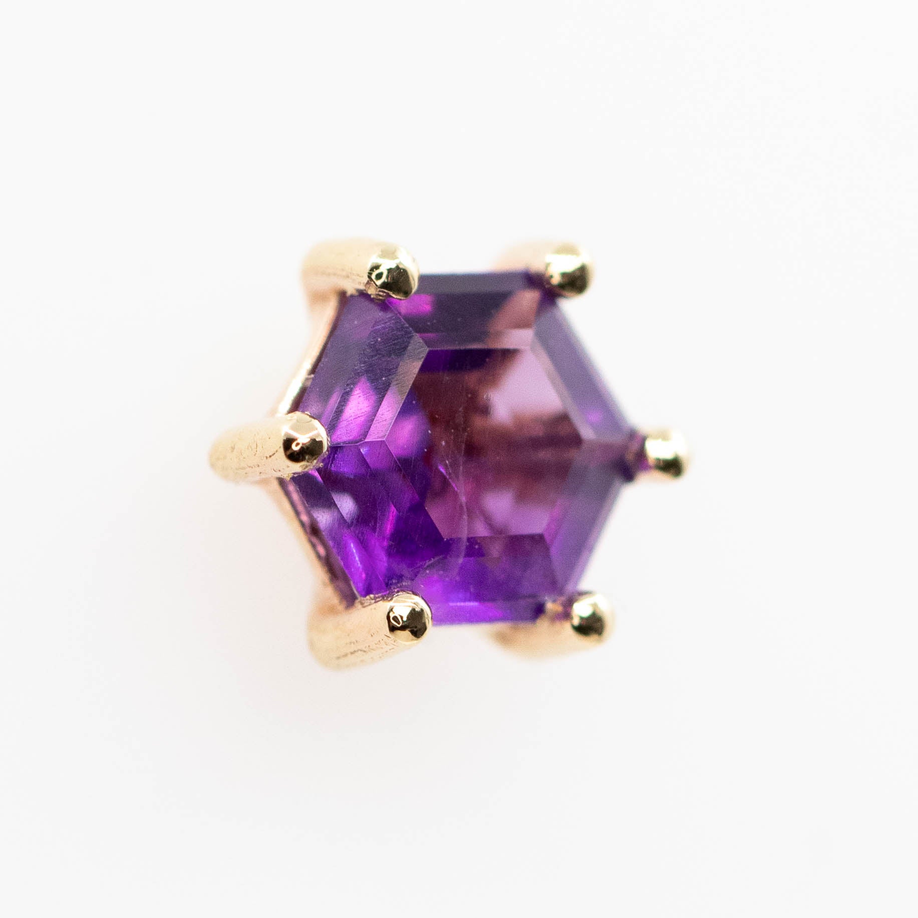 (NEEDS LISTING) Hexagon Amethyst Earrings in 14k Yellow Gold - Ready to Size and Ship - Midwinter Co. Alternative Bridal Rings and Modern Fine Jewelry