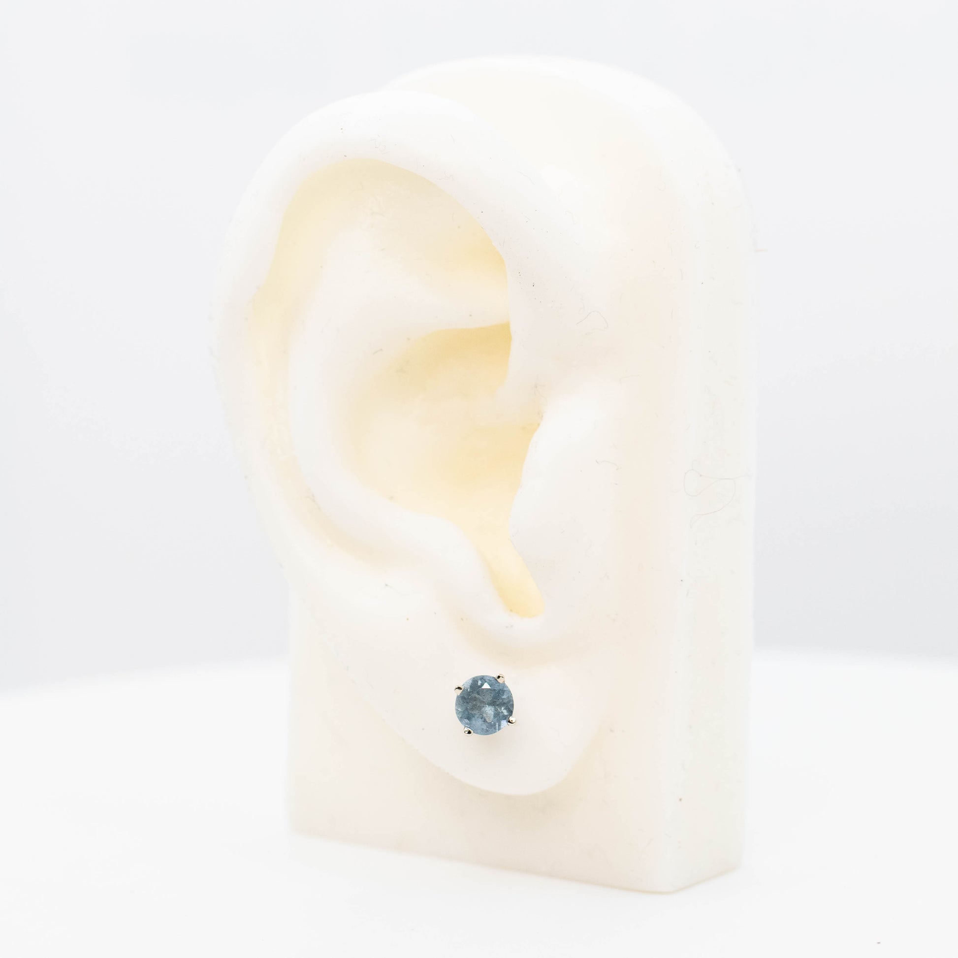 CAELEN (J) Round Mossy Aquamarine Earring Studs - Ready to Ship - Midwinter Co. Alternative Bridal Rings and Modern Fine Jewelry