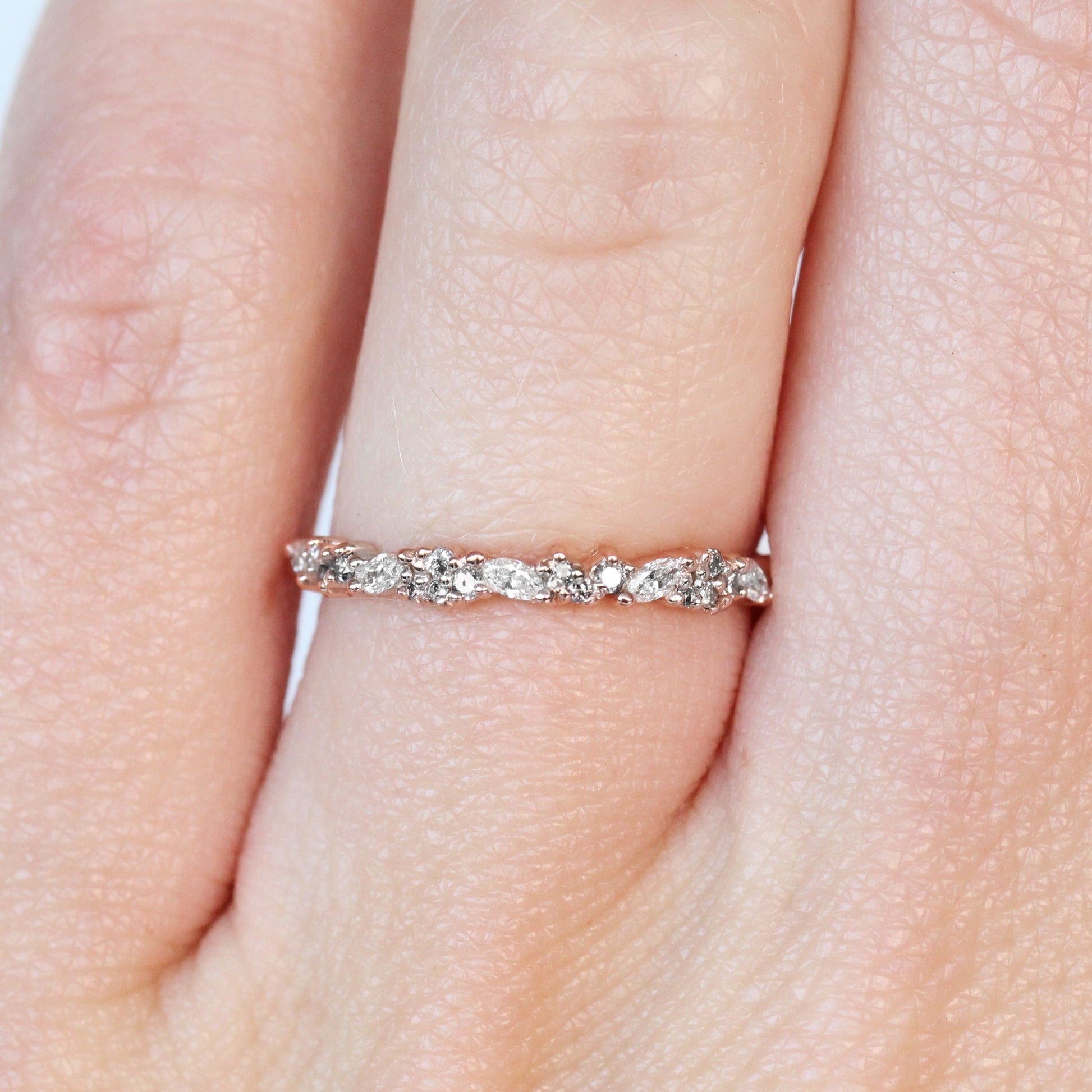 Gennie Diamond Engagement Ring Band - White + Gray Diamonds - Midwinter Co. Alternative Bridal Rings and Modern Fine Jewelry
