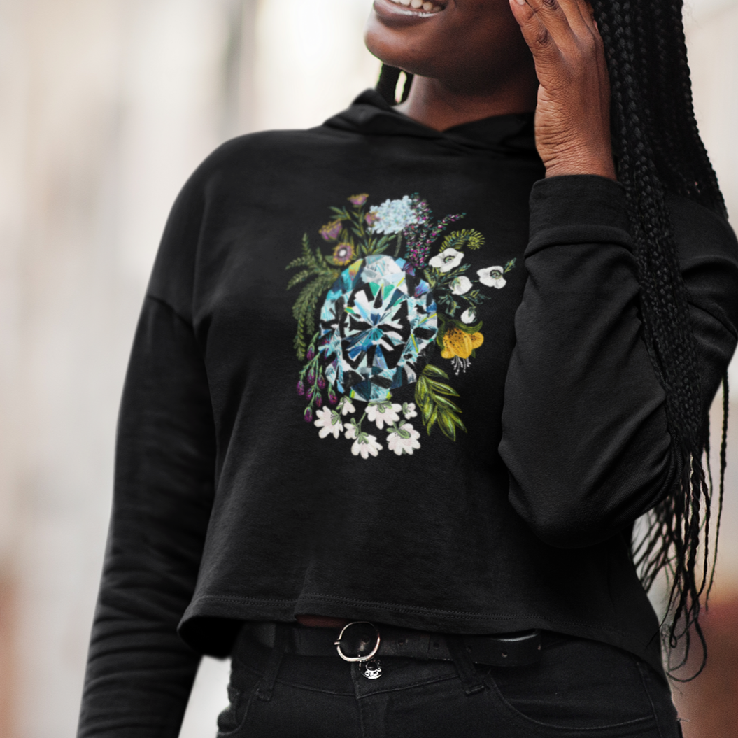 Midwinter Co. Cropped Hoodie - Sapphire & Flora by Samantha Bird - Midwinter Co. Alternative Bridal Rings and Modern Fine Jewelry