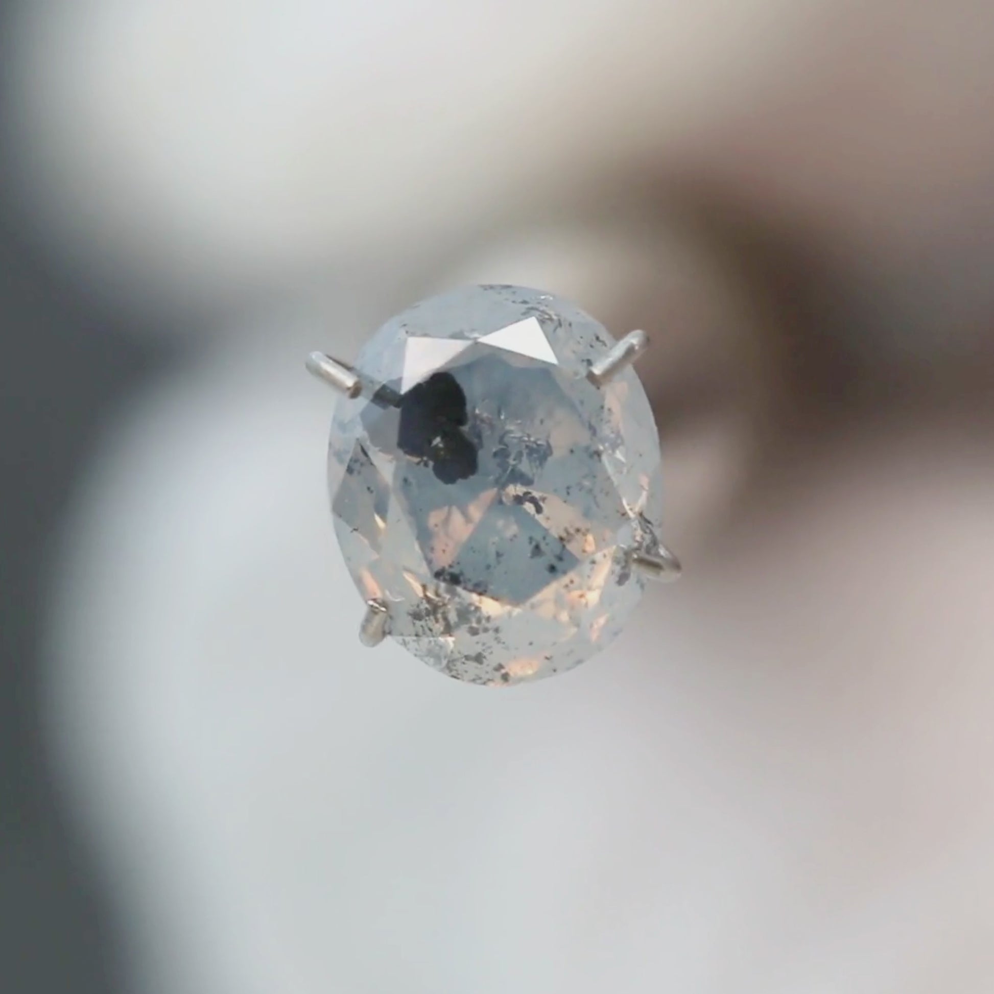 2.34 Carat Opalescent Oval Salt and Pepper Diamond for Custom Work - Inventory Code SGO234