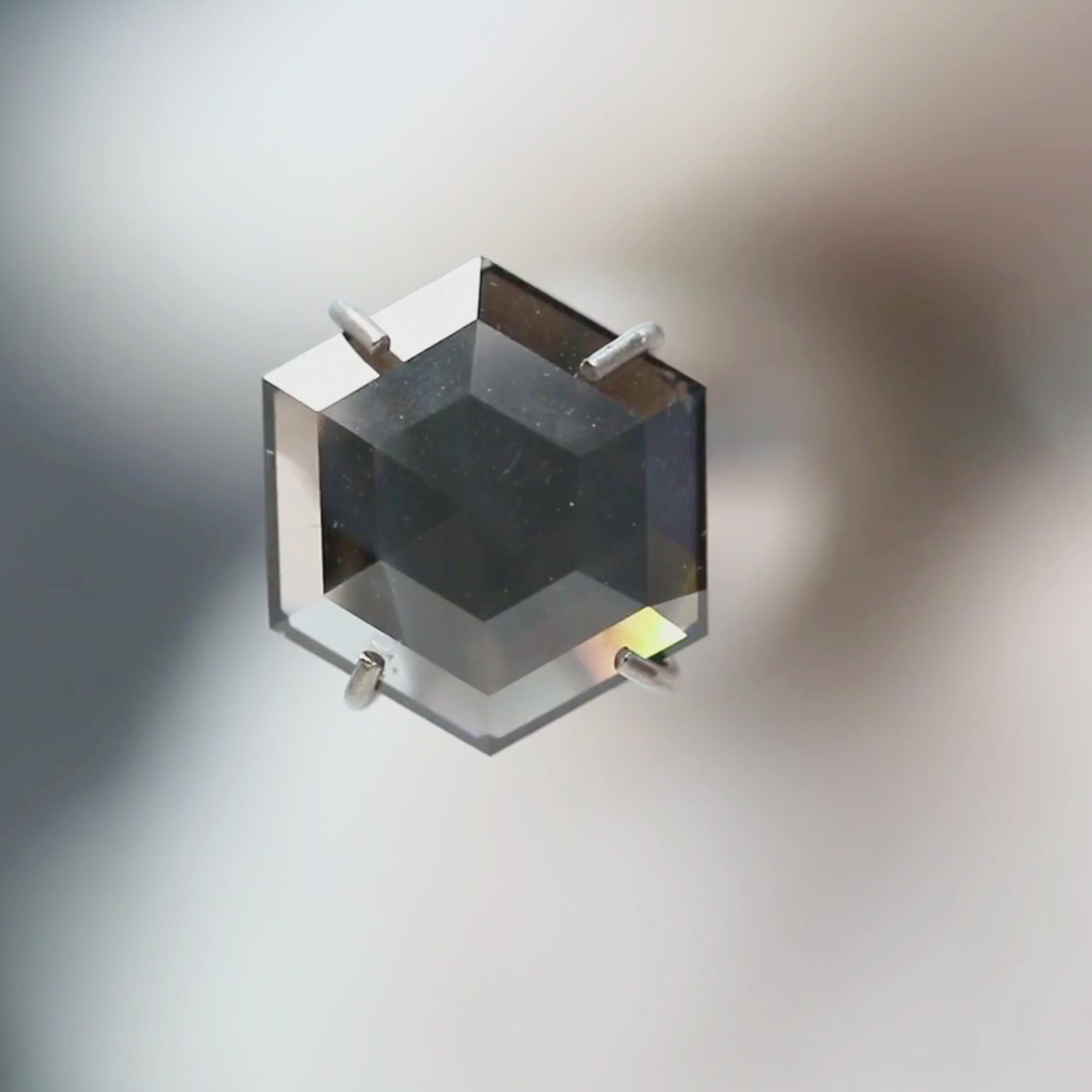 1.11 Carat Smoky Black Hexagon Salt and Pepper Diamond for Custom Work - Inventory Code SBH111