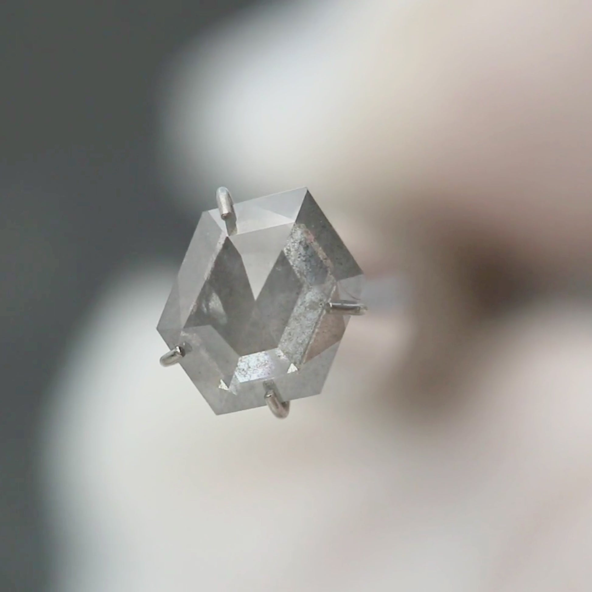 1.54 Carat Gray Hexagon Salt and Pepper Diamond for Custom Work - Inventory Code SGH154