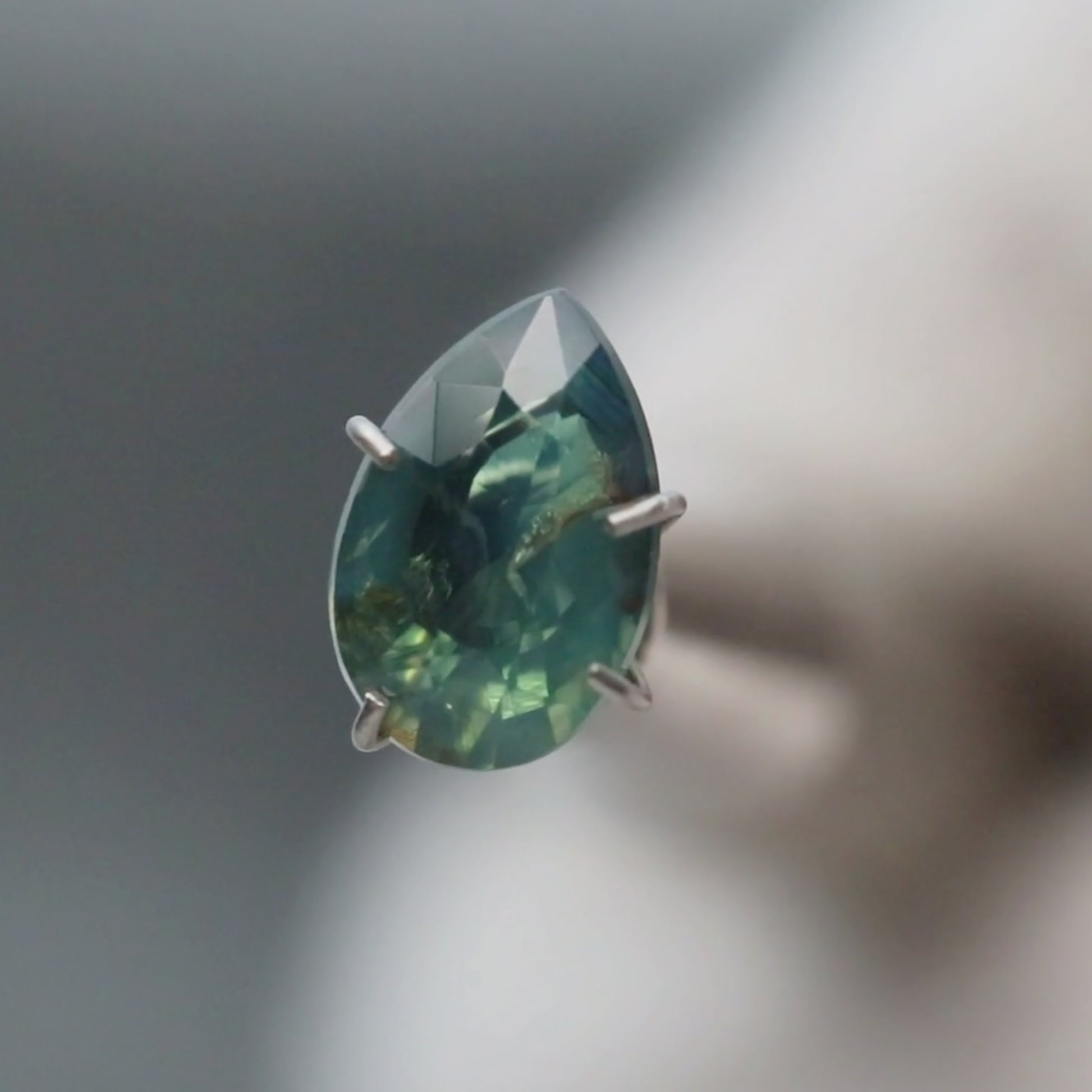 1.89 Carat Teal Green Pear Sapphire for Custom Work - Inventory Code TGPS189