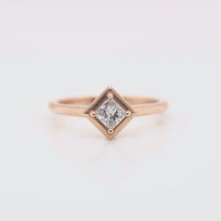 Rosemary Solitaire Ring with .40ct princess cut Diamond - 14k rose gold - Ready to Size and Ship