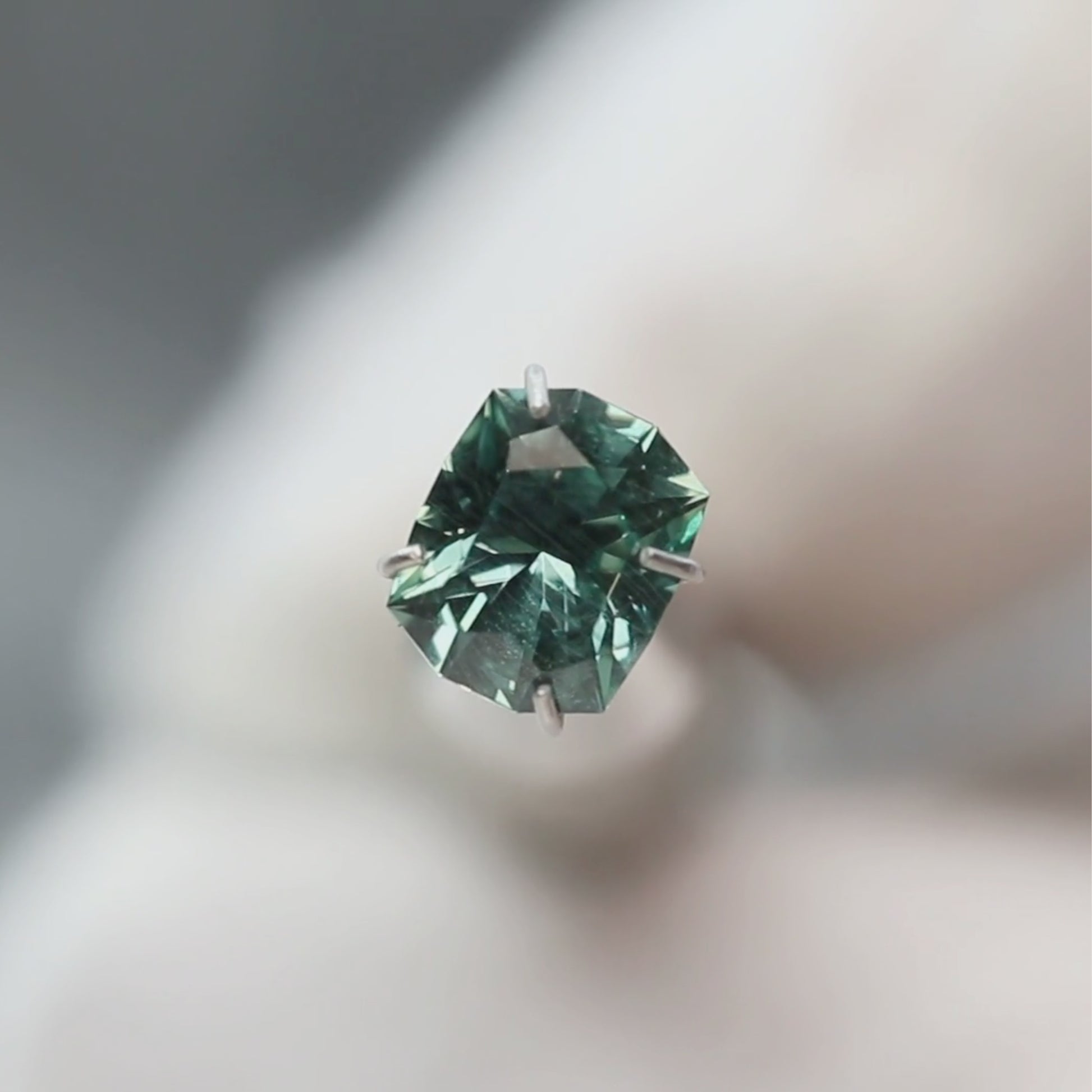 1.65 Carat Teal Green Geometric Montana Sapphire for Custom Work - Inventory Code TGGS165