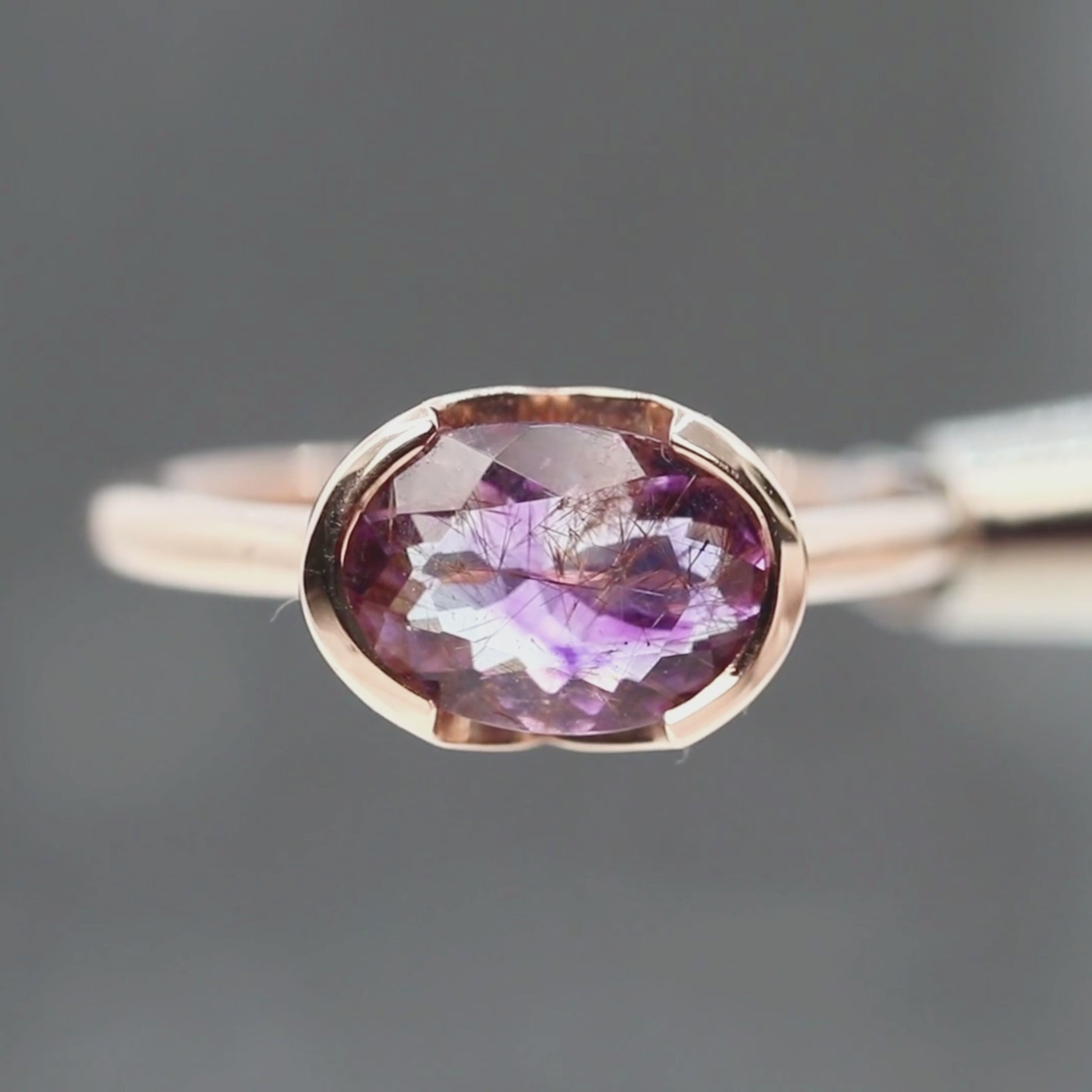 Verbena Ring with a 1.80 Carat Purple Melody Quartz in 14k Rose Gold - Ready to Size and Ship