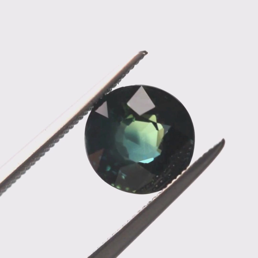3.03 Carat Round Dark Teal Sapphire for Custom Work - Inventory Code RTS303