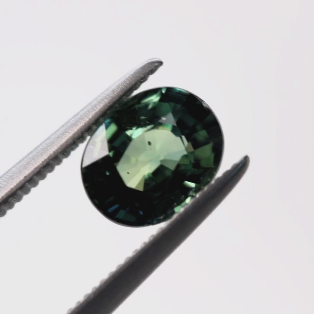 1.55 Carat Light Teal Green Oval Madagascar Sapphire for Custom Work - Inventory Code TGOS155
