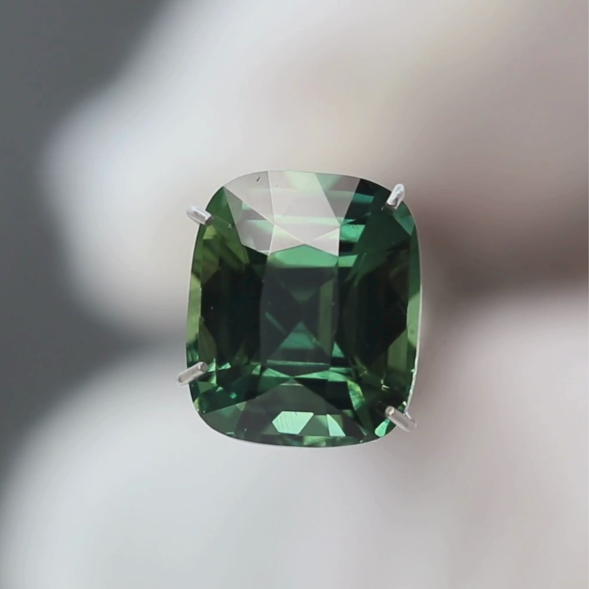 4.50 Carat Teal Green Cushion Cut Sapphire for Custom Work - Inventory Code TGCS450