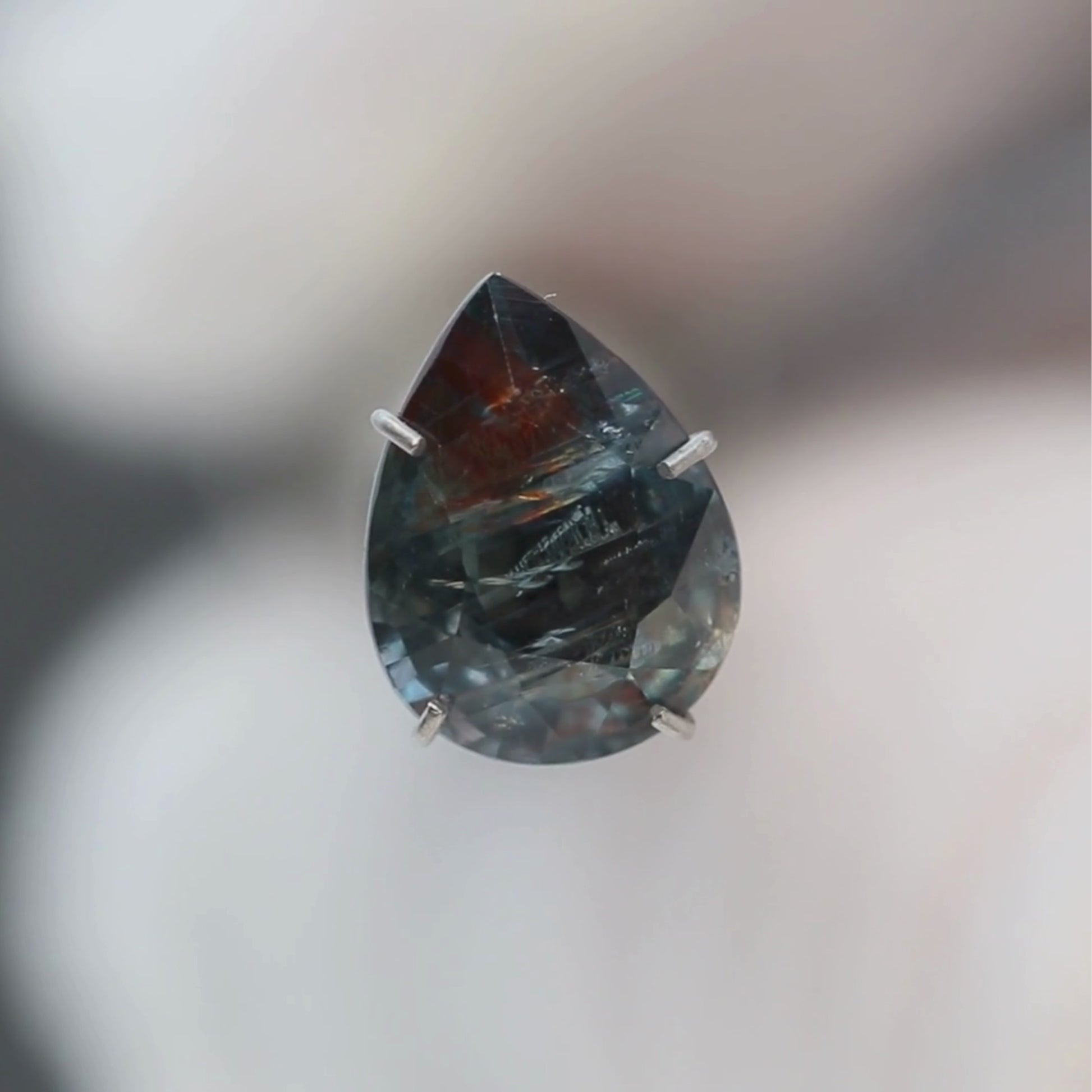 2.95 Carat Dark Blue & Orange Pear Sapphire for Custom Work - Inventory Code BCP295