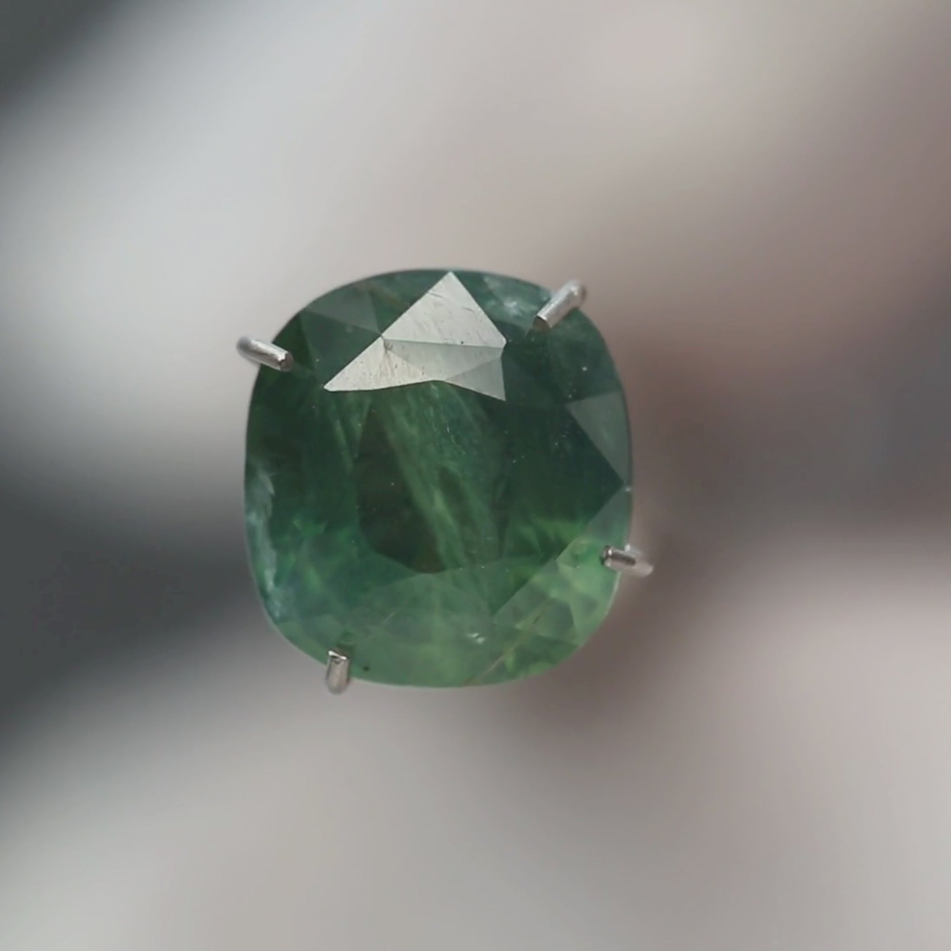 3.78 Carat Green Cushion Cut Sapphire for Custom Work - Inventory Code GCS378