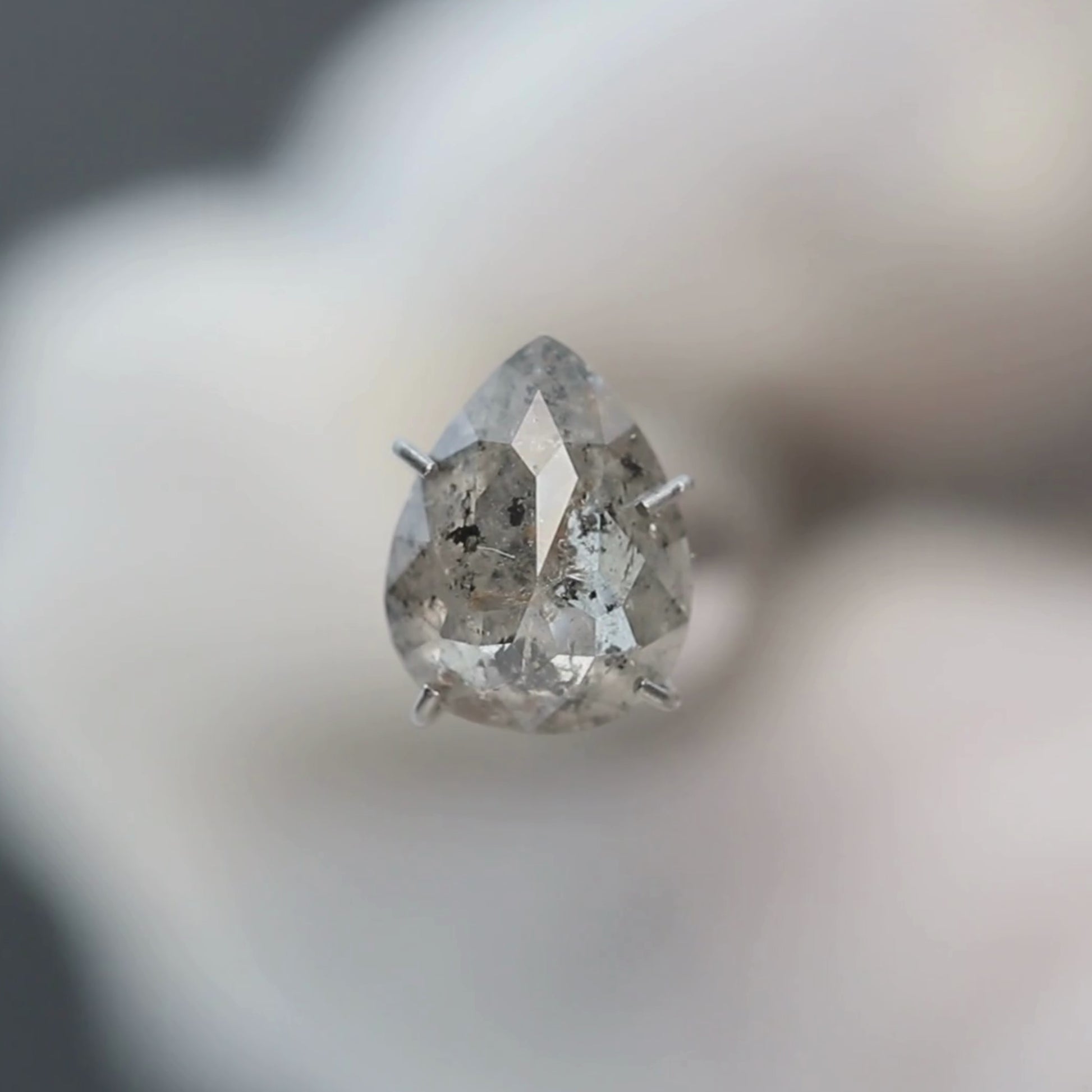 1.99 Carat Stormy Gray Pear Salt and Pepper Diamond for Custom Work - Inventory Code SGP199