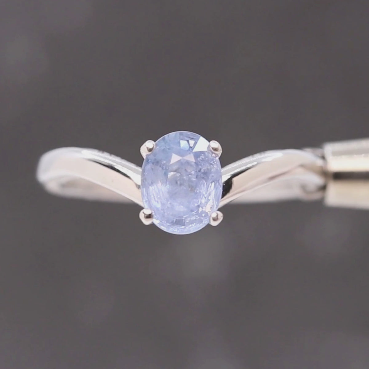 Hybrid Vivienne + Zahra Ring with a 1.55 Carat Icy Blue Oval Sapphire in 14k White Gold - Ready to Size and Ship