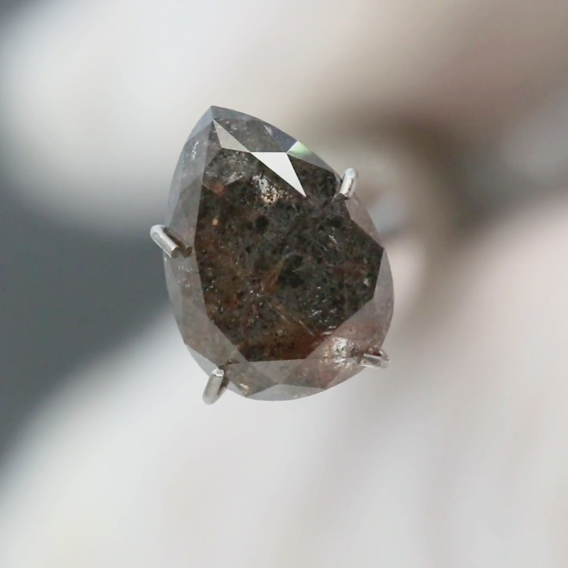 2.58 Carat Black Pear Salt and Pepper Diamond for Custom Work - Inventory Code NBP258