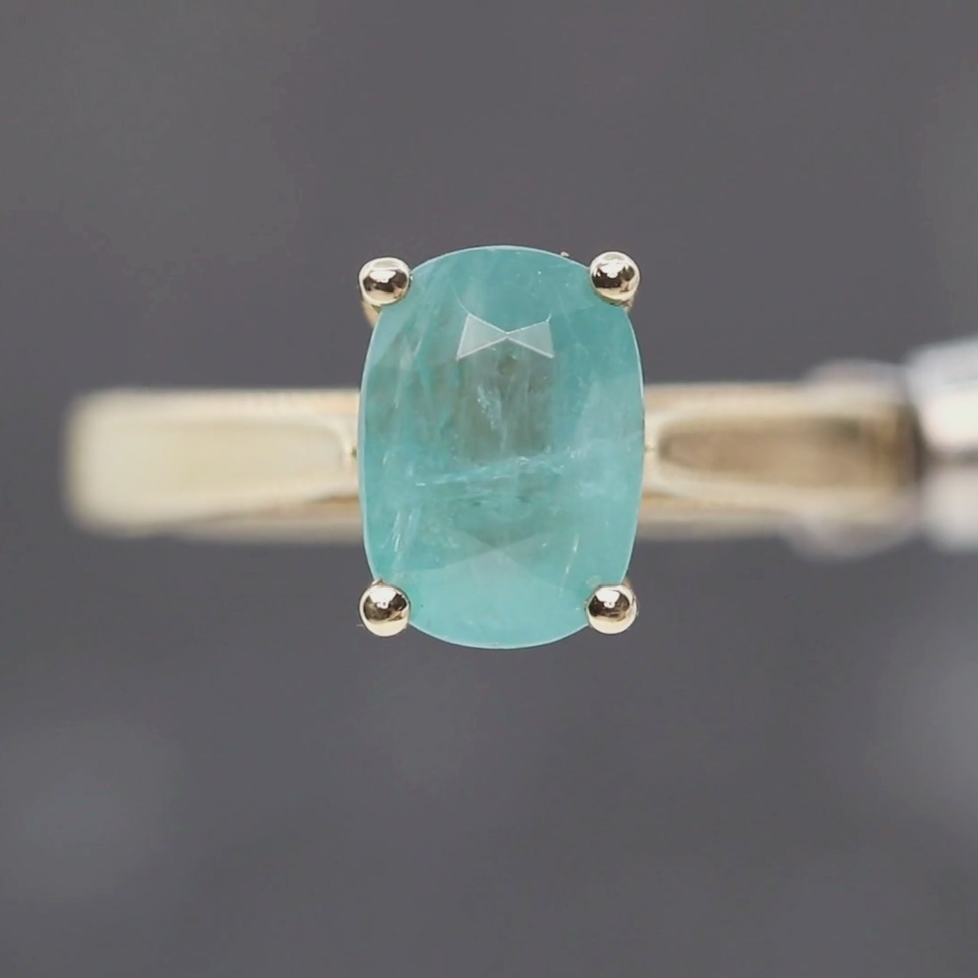 Jane Ring with a 3.22 Carat Teal Oval Grandidierite in 14k Yellow Gold - Ready to Size and Ship