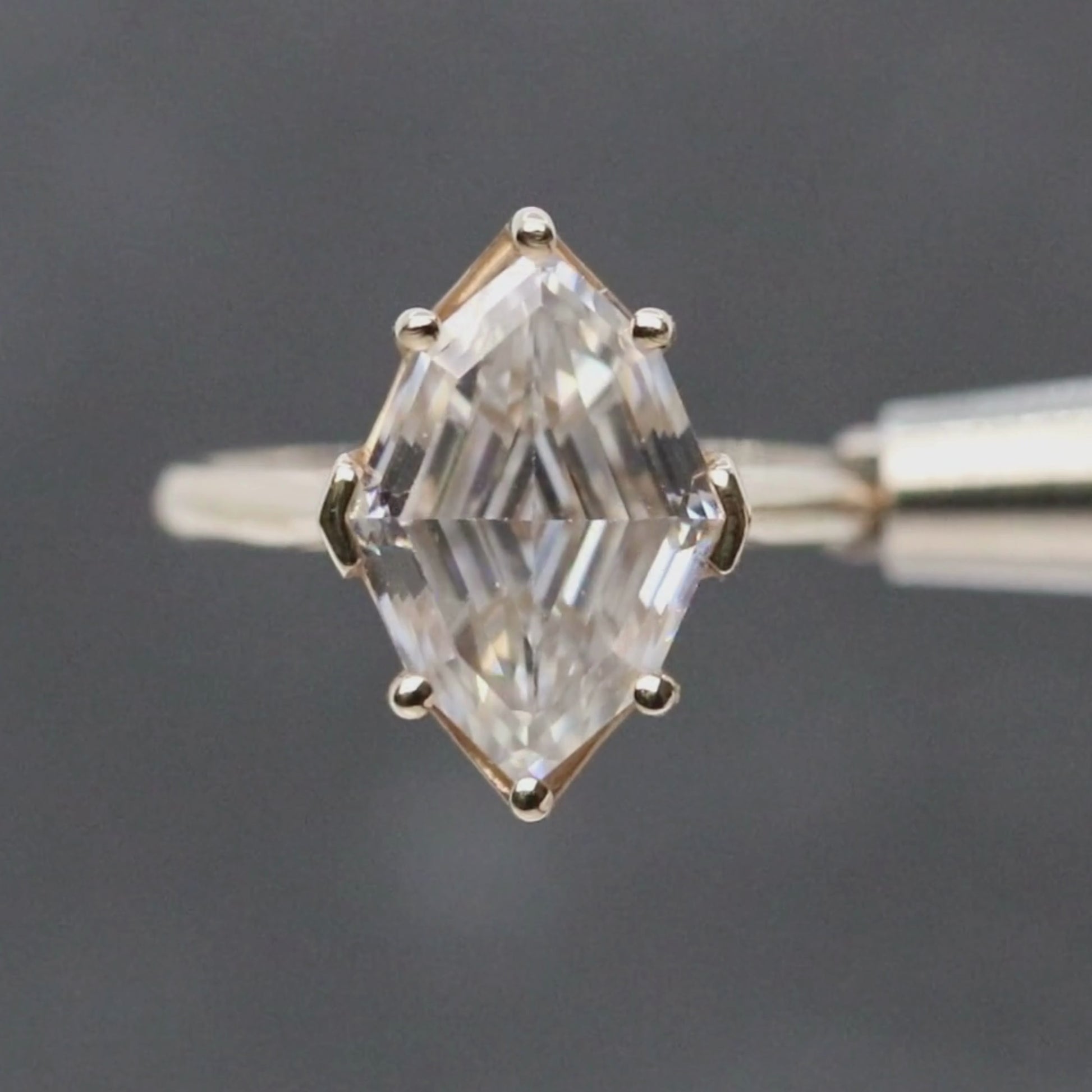 Margaret Ring with a 5.24 Carat Geometric Marquise Moissanite in 14k Champagne Gold - Ready to Size and Ship