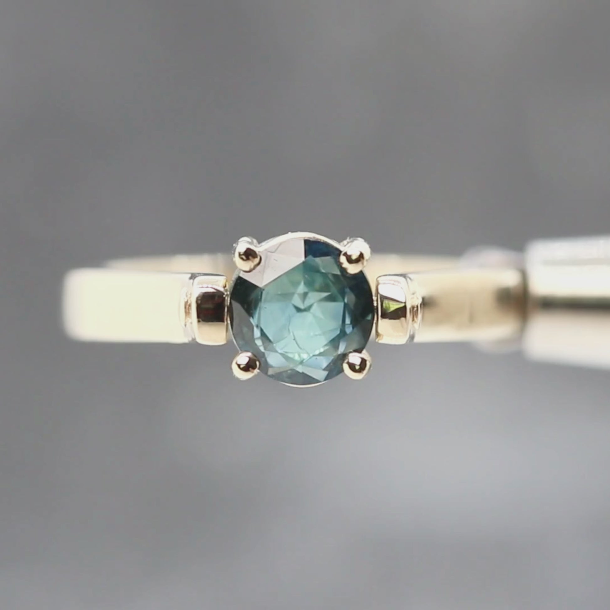 Round Blue Sapphire Flip Ring in 14k Yellow Gold - Ready to Size and Ship