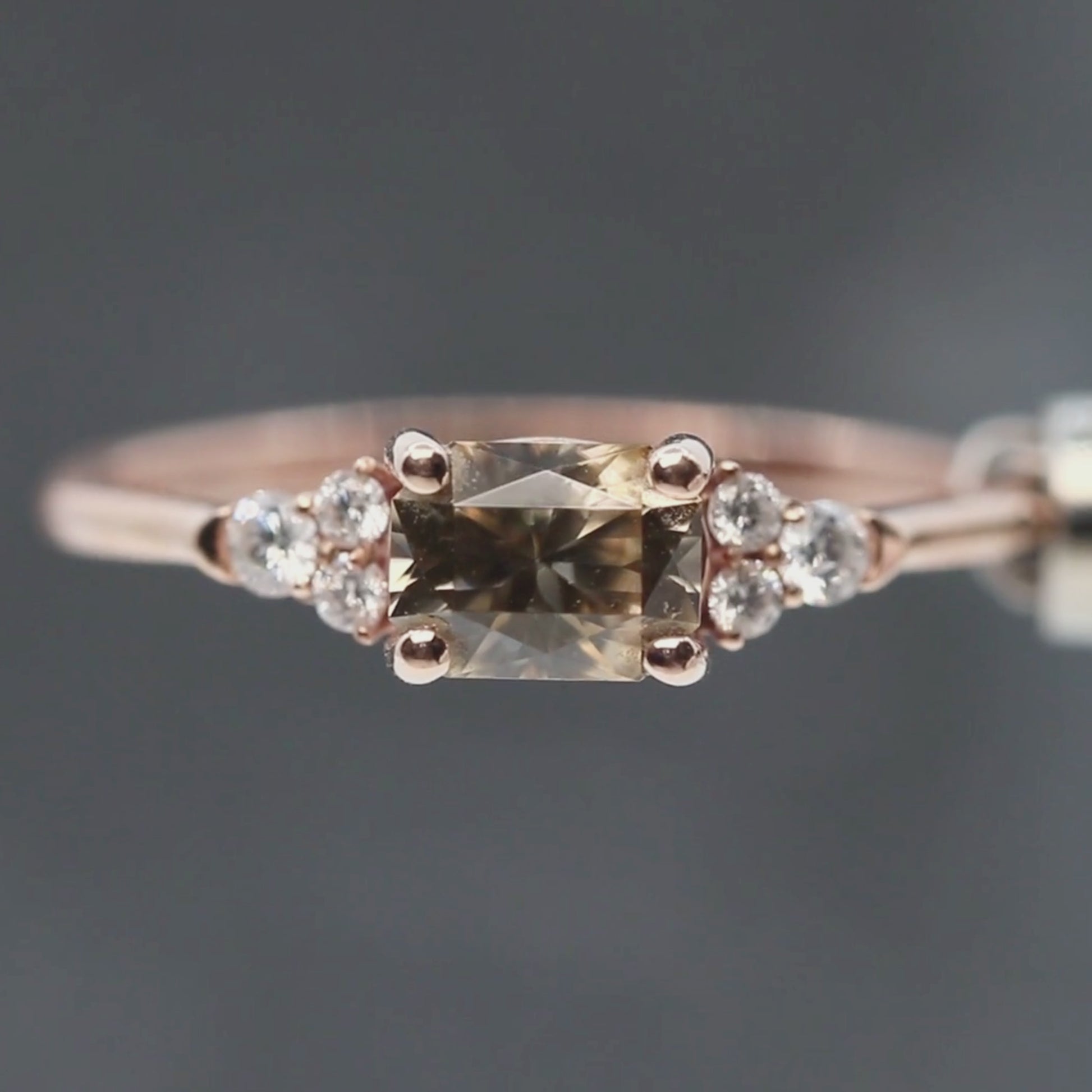 Cadence Ring with a 1.13 Carat Imperial Zircon and White Accent Diamonds in 10k Rose Gold - Ready to Size and Ship