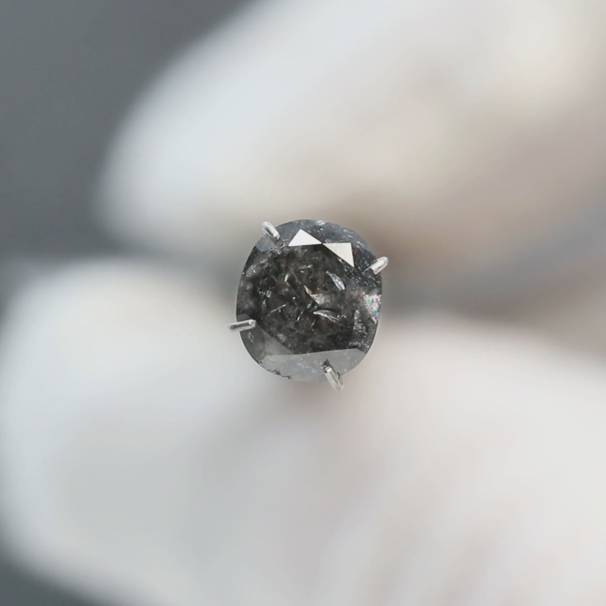 2.35 Carat Dark Oval Salt and Pepper Diamond for Custom Work - Inventory Code DCO235