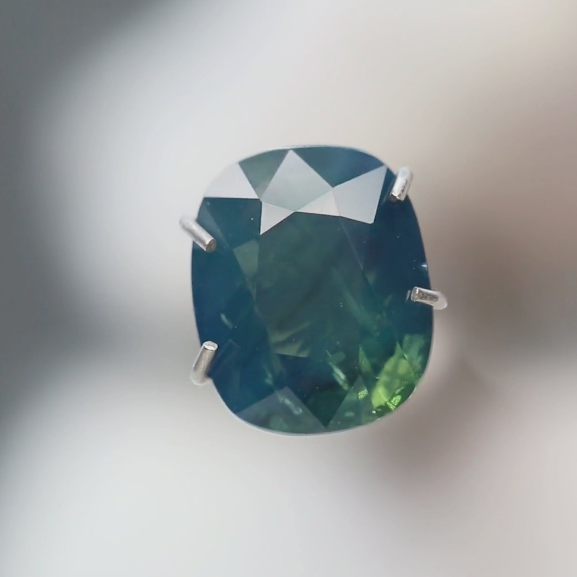 2.21 Carat Antique Cushion Cut Teal Sapphire for Custom Work - Inventory Code TCS221