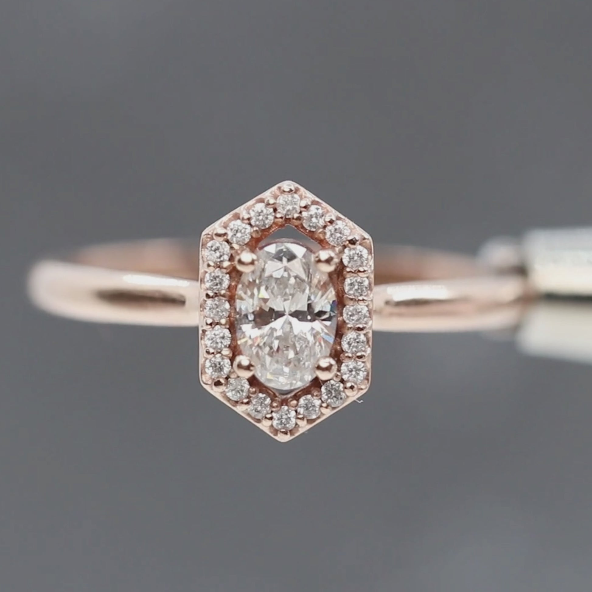 Etta Ring with a 0.37 Carat Oval Lab Grown Certified Diamond in 10k Rose Gold - Ready to Size and Ship