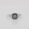 Nolen Ring with 1.98 Carat Cushion Cut Dark Purple Spinel and White Accent Sapphires in 14k White Gold - Ready to Size and Ship