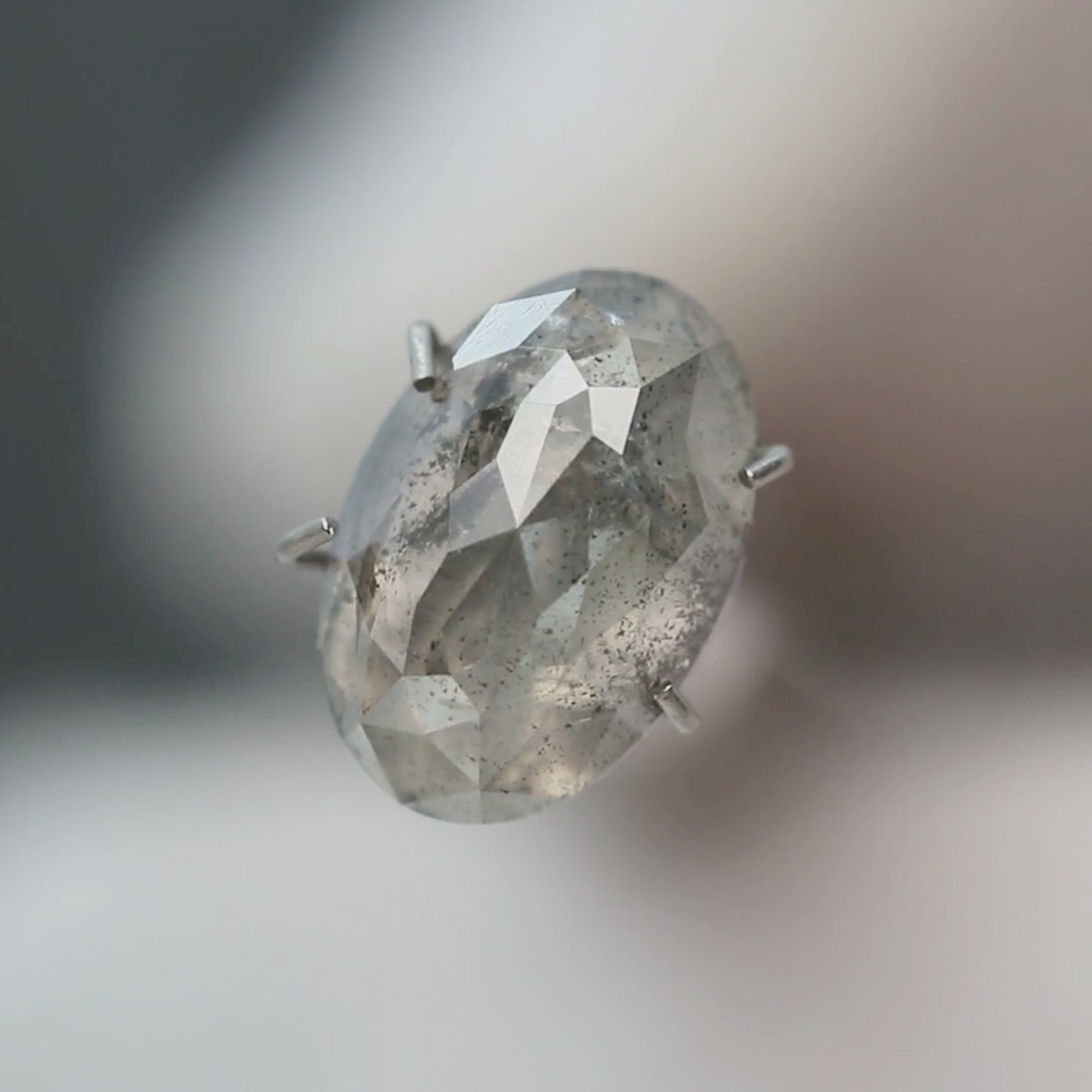 3.70 Carat Dark Gray Oval Salt and Pepper Diamond for Custom Work - Inventory Code DSO370