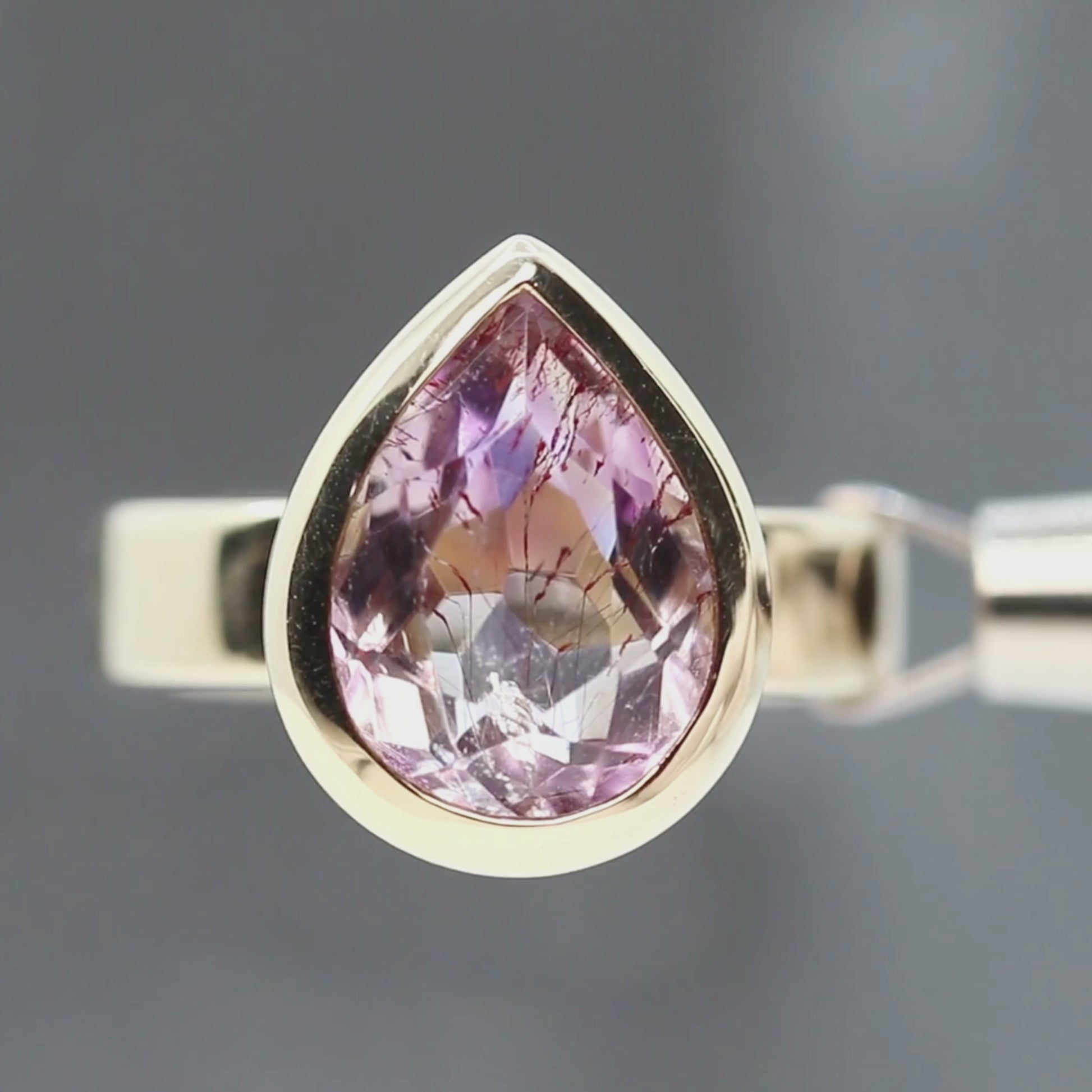 Carter Ring with a 4.29 Carat Pear Melody Quartz in 14k Yellow Gold - Ready to Size and Ship