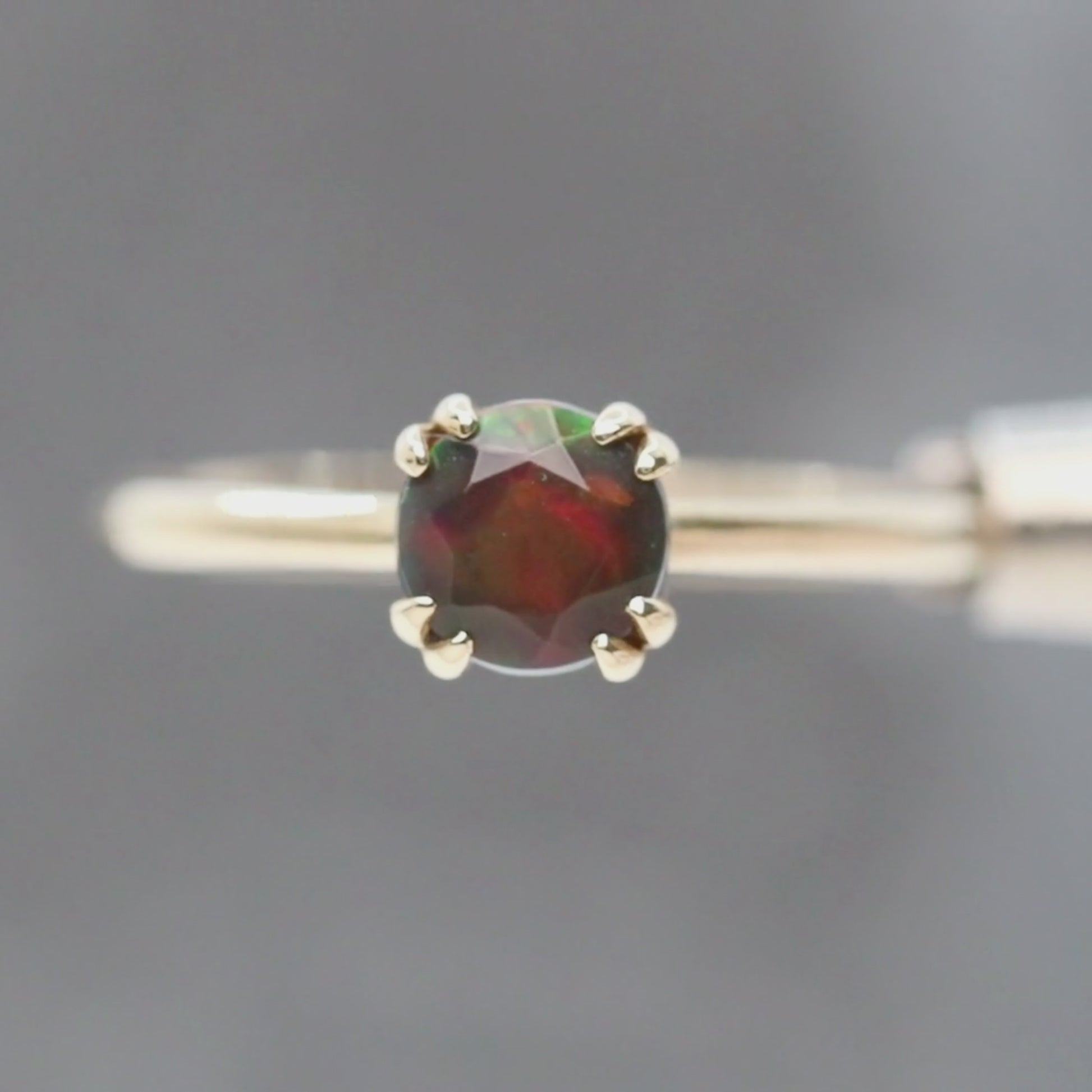 Nesta Ring with a 0.65 Carat Black Opal in 14k Yellow Gold - Ready to Size and Ship