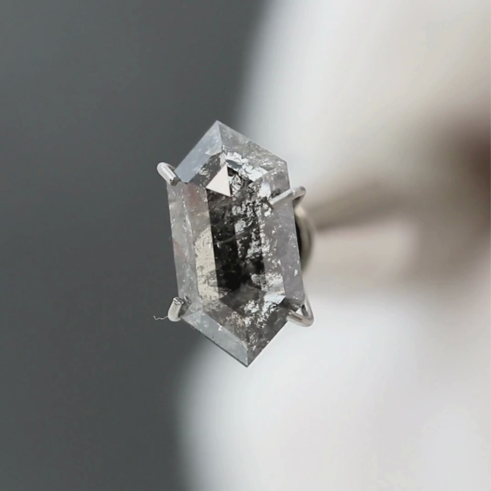 1.36 Carat Dark and Clear Elongated Hexagon Diamond for Custom Work - Inventory Code DCH136
