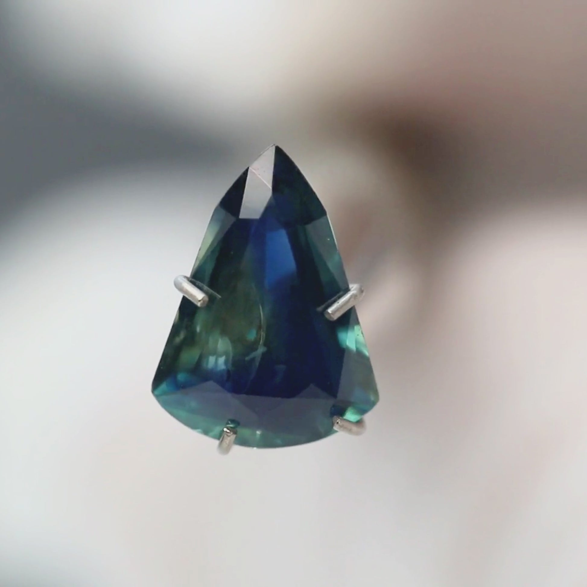 2.05 Carat Bicolor Teal Shield Sapphire for Custom Work - Inventory Code BTSS205