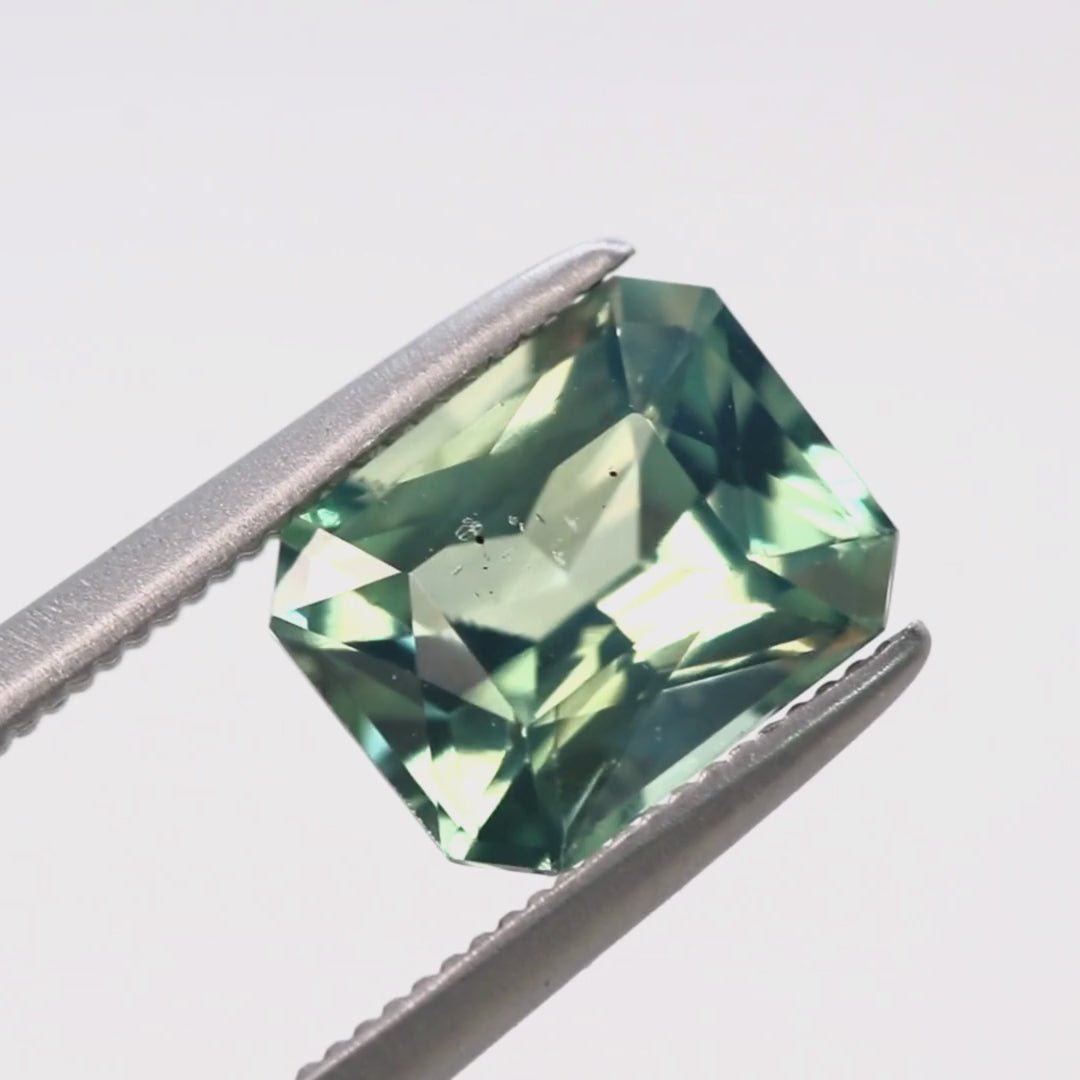 2.00 Carat Bicolor Light Green Blue Radiant Cut Sapphire for Custom Work - Inventory Code TGES200