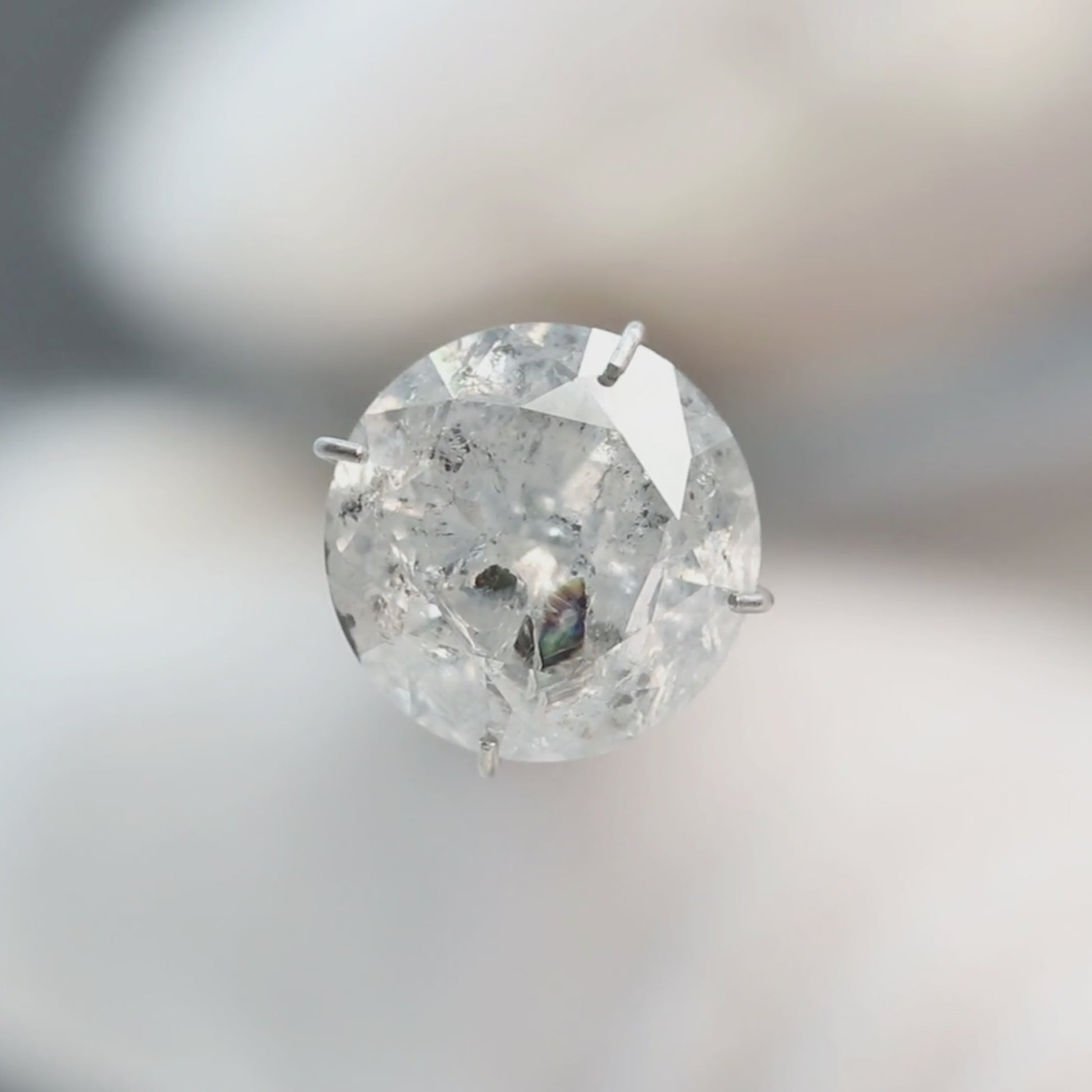 3.98 Carat Round Stormy Gray Salt and Pepper Diamond for Custom Work - Inventory Code SGR398