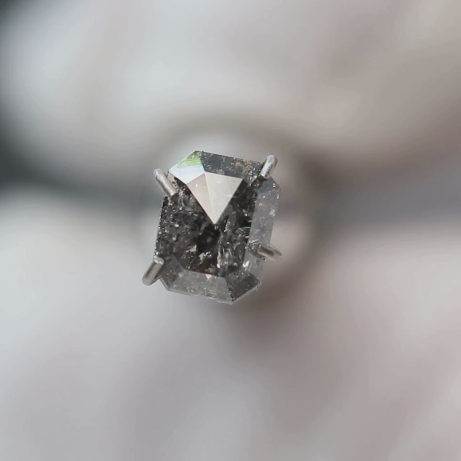 0.88 Carat Dark and Clear Emerald Cut Salt and Pepper Diamond for Custom Work - Inventory Code DCEC088