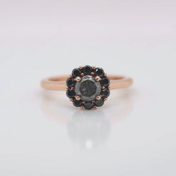 Magnolia Ring with a 1.02 Celestial Diamond and Black Diamond Accents in 14k Rose Gold - Ready to Size and Ship