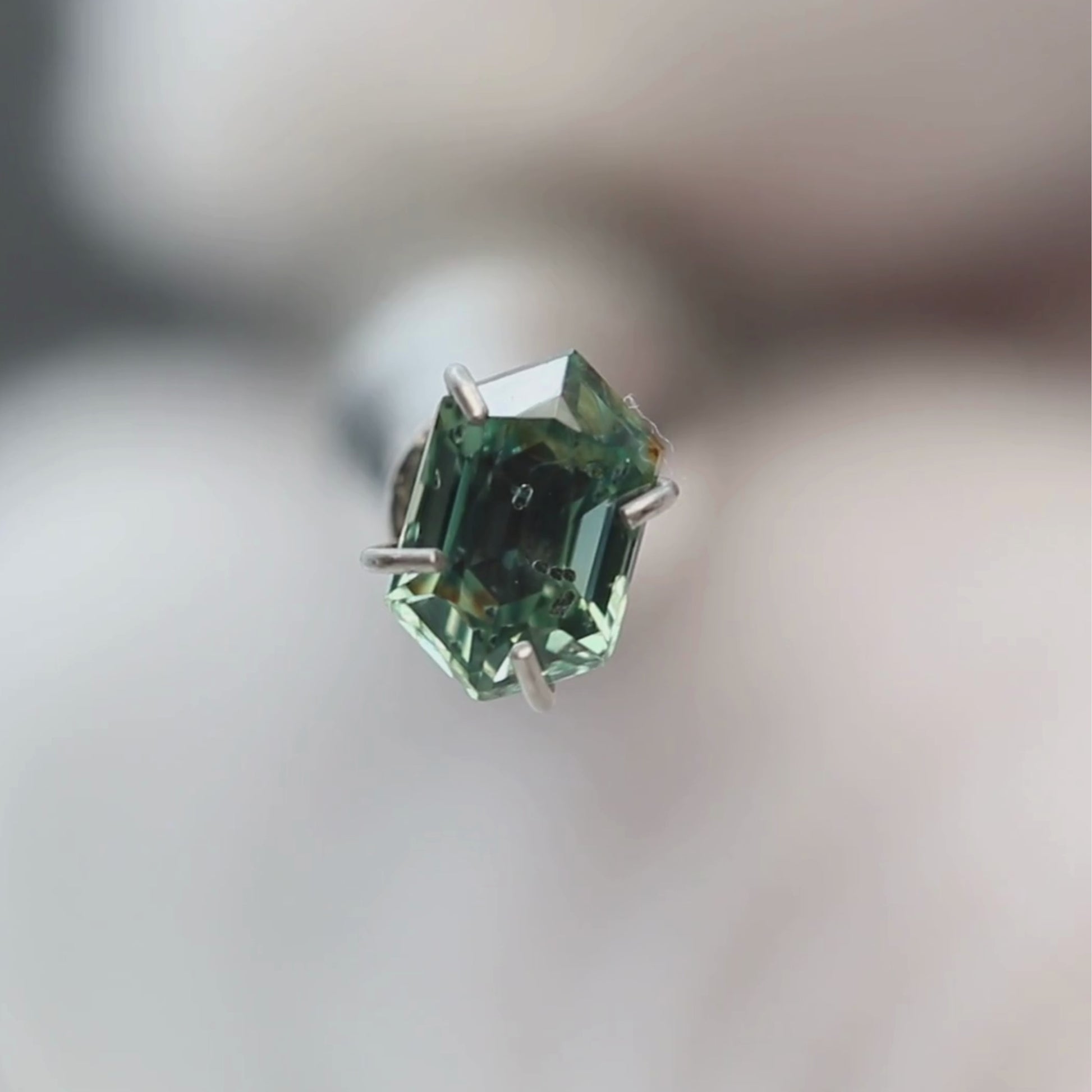 0.75 Carat Green Elongated Hexagon Sapphire for Custom Work - Inventory Code GHS075