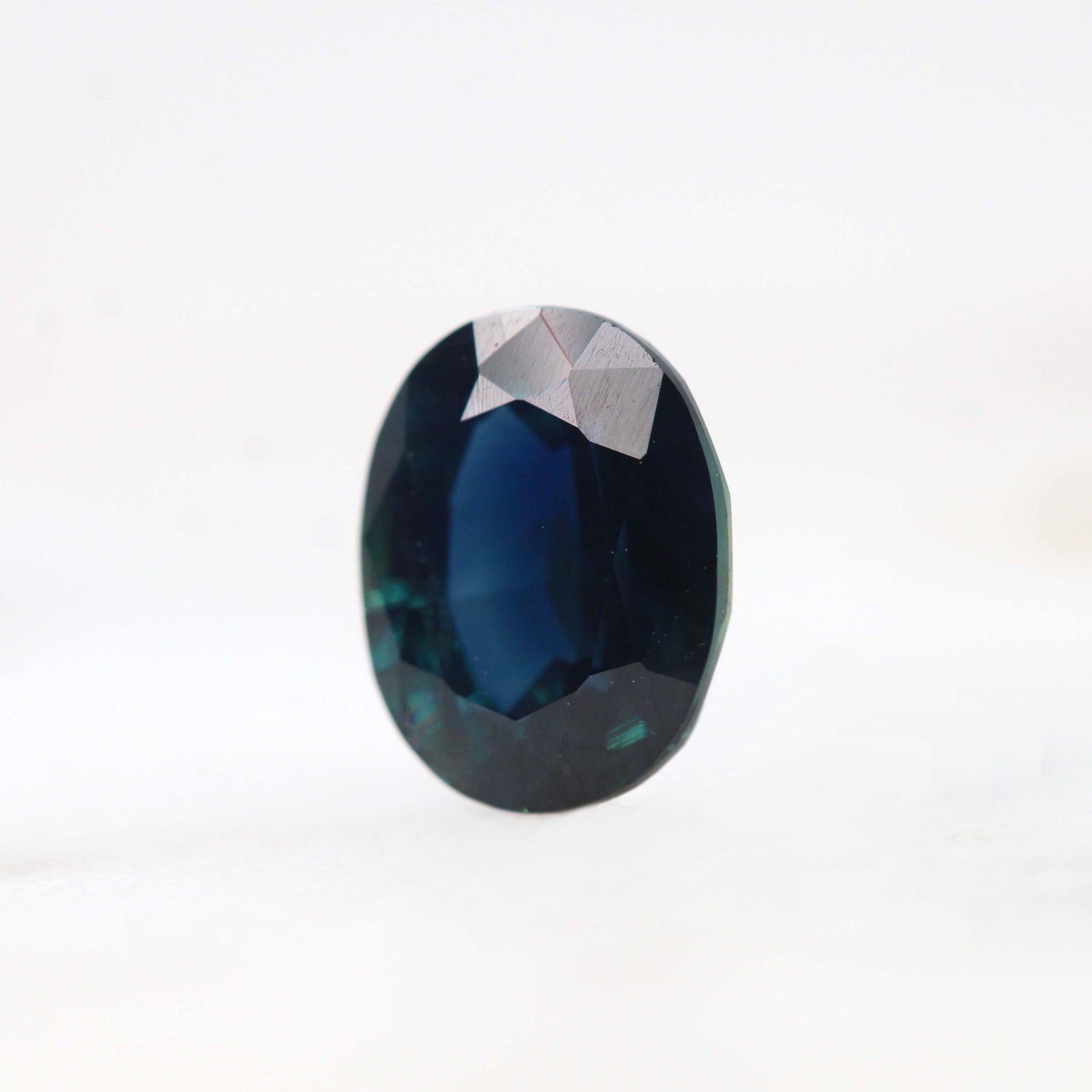 2.03 Carat Dark Teal Oval Sapphire for Custom Work - Inventory Code DTOS203 - Midwinter Co. Alternative Bridal Rings and Modern Fine Jewelry