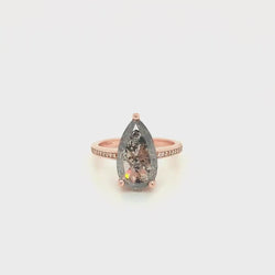 Imani Ring with a 4.07 Carat Celestial Pear Diamond and Accent Diamonds in 14K Rose Gold - Ready to size and ship